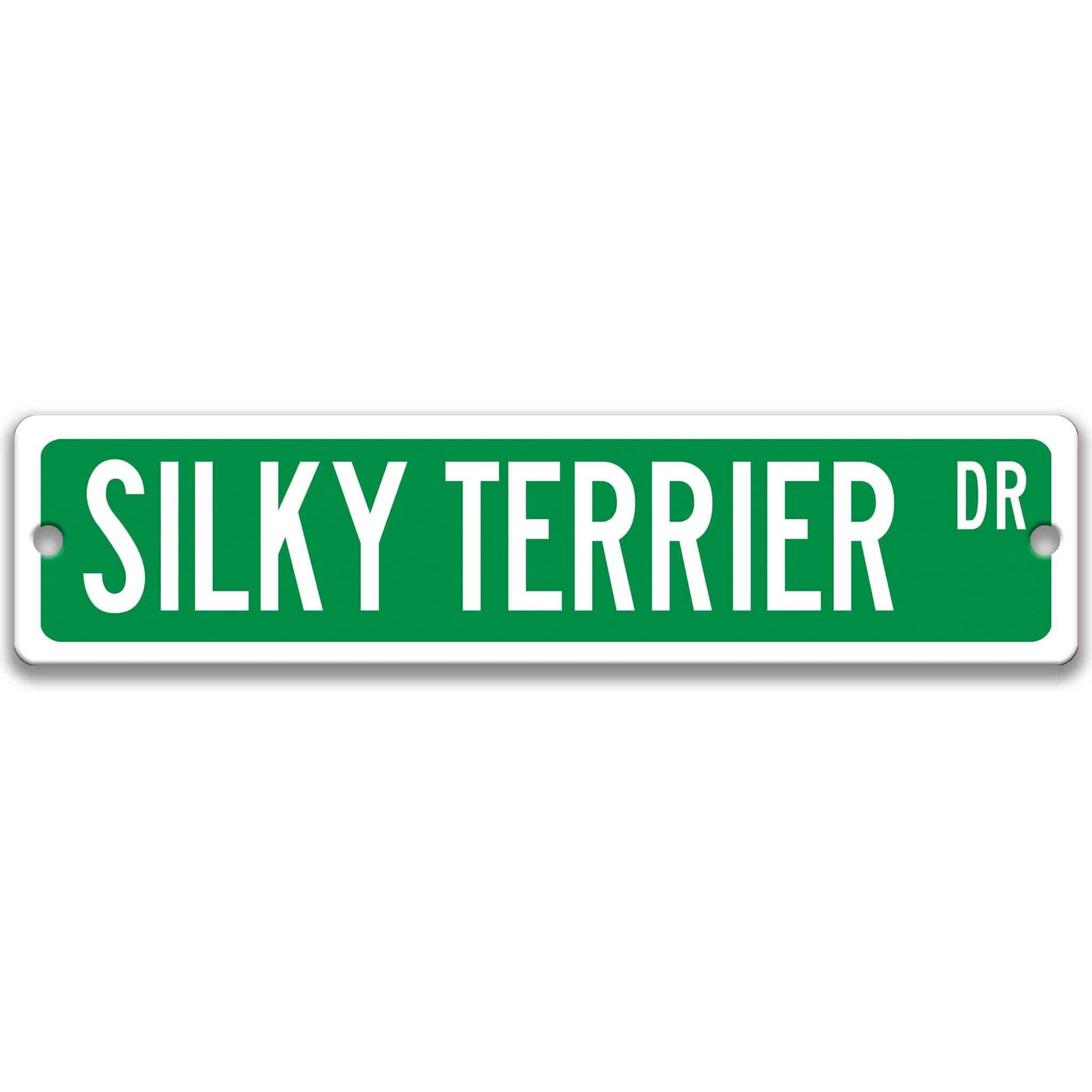 Silky Terrier Dog Metal Street Sign