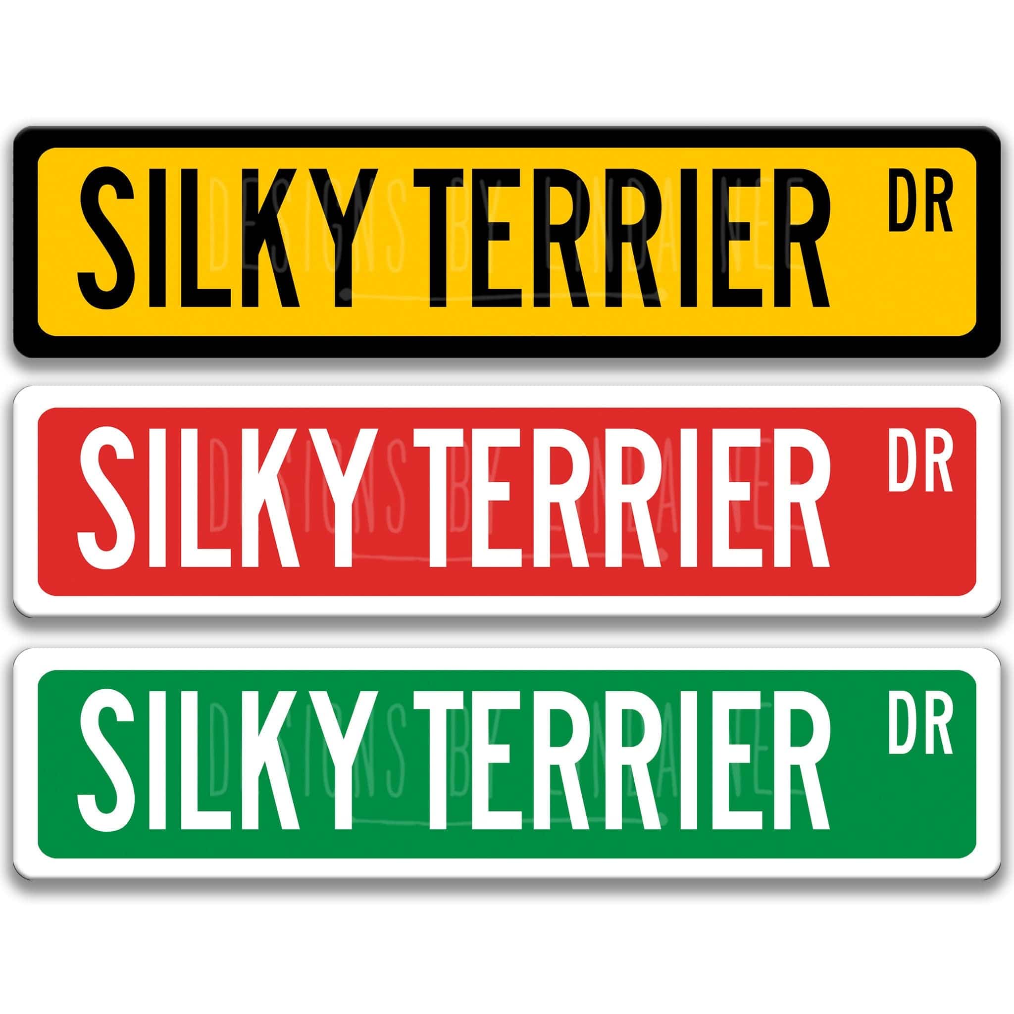 Silky Terrier Dog Metal Street Sign