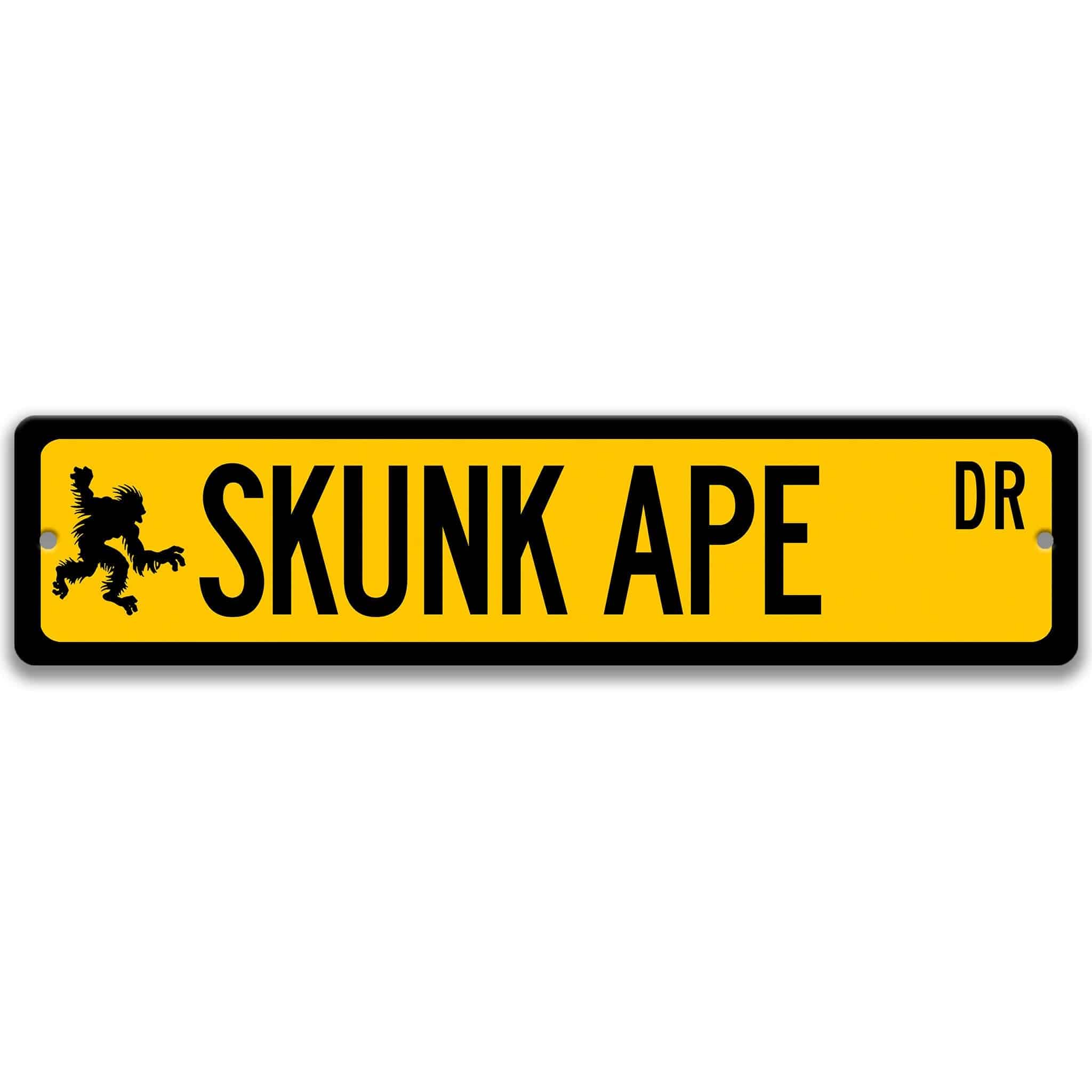 Skunk Ape with Silhouette Metal Street Sign