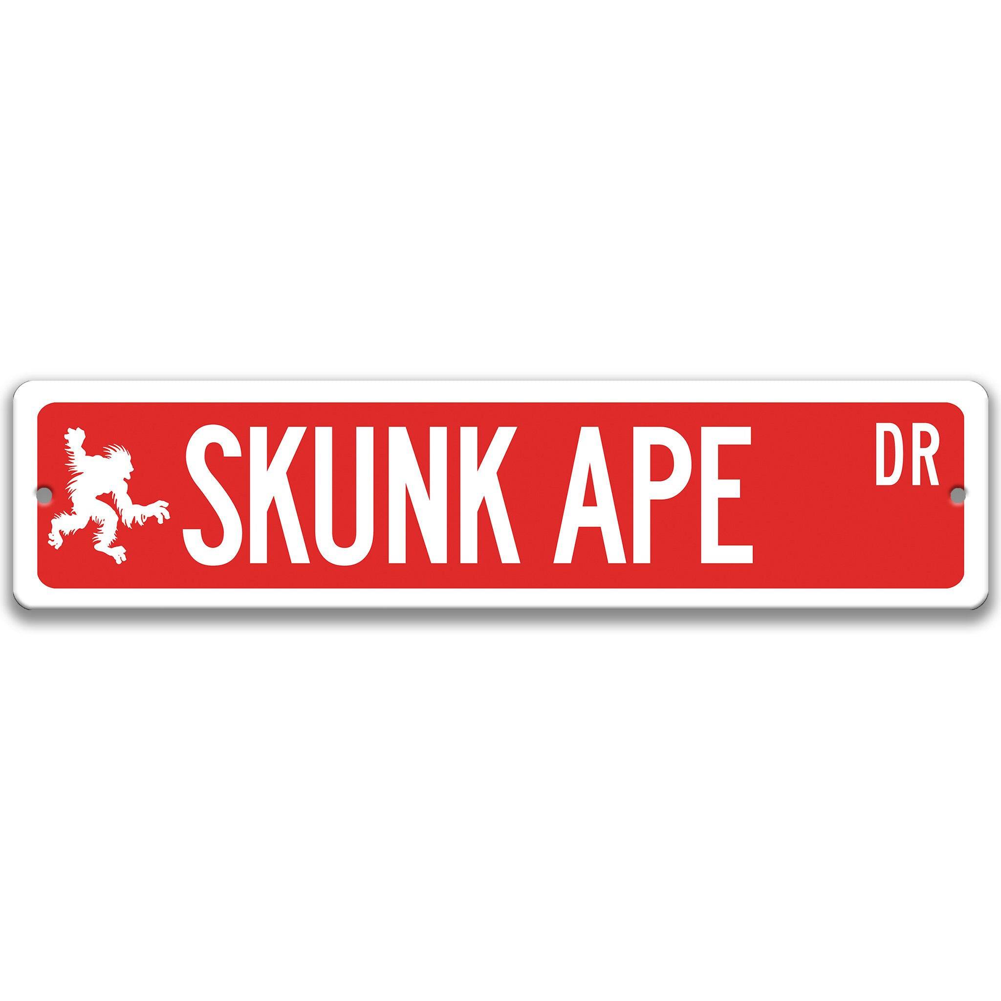 Skunk Ape with Silhouette Metal Street Sign