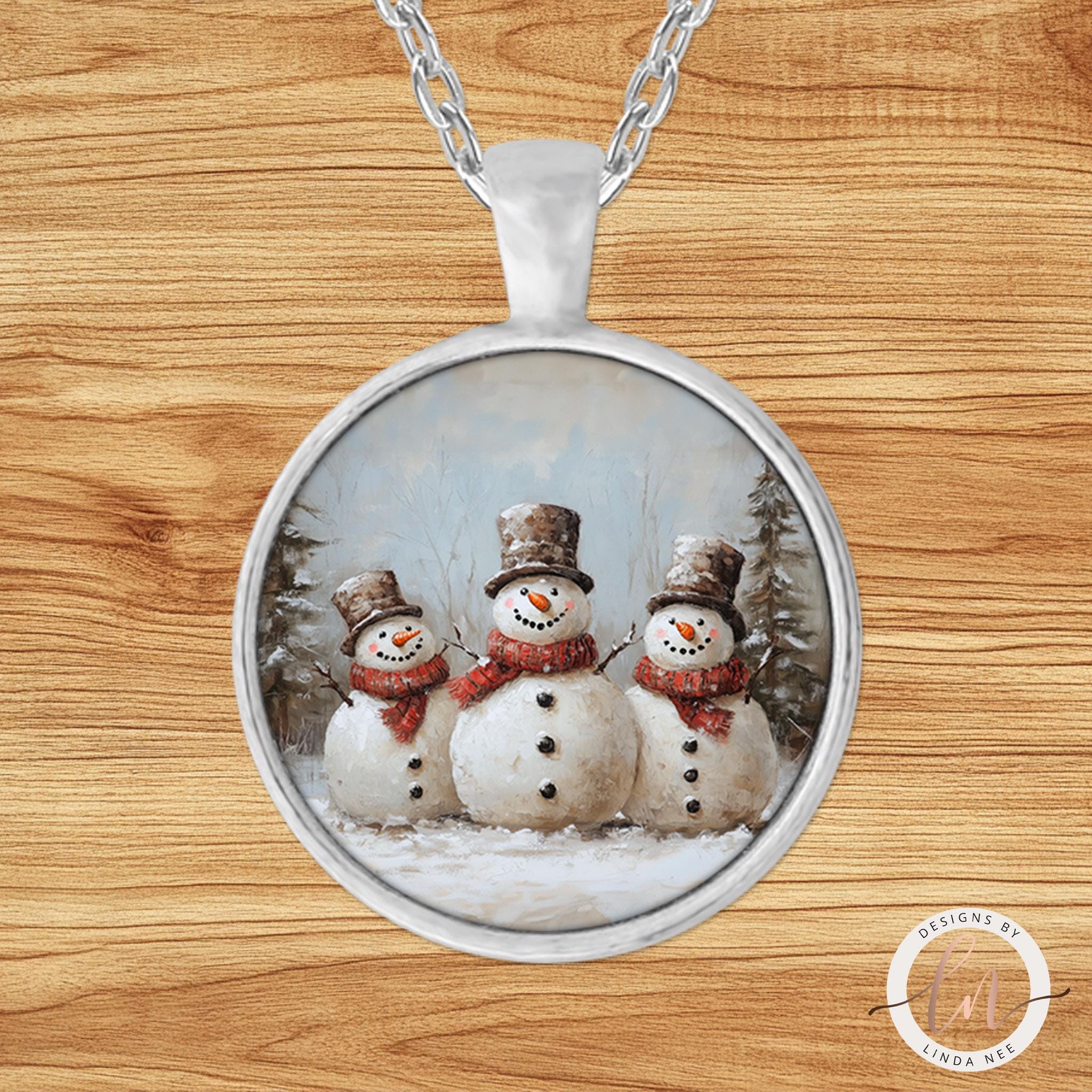 Snowman Pendant Necklace - Christmas Jewelry for Her