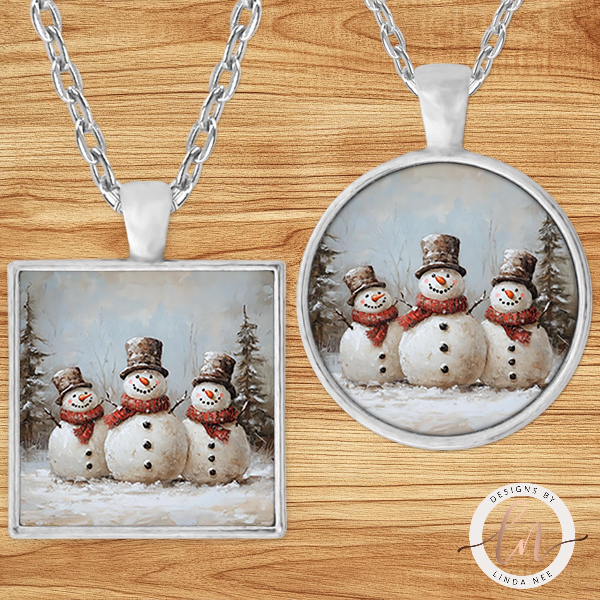 Snowman Pendant Necklace - Christmas Jewelry for Her