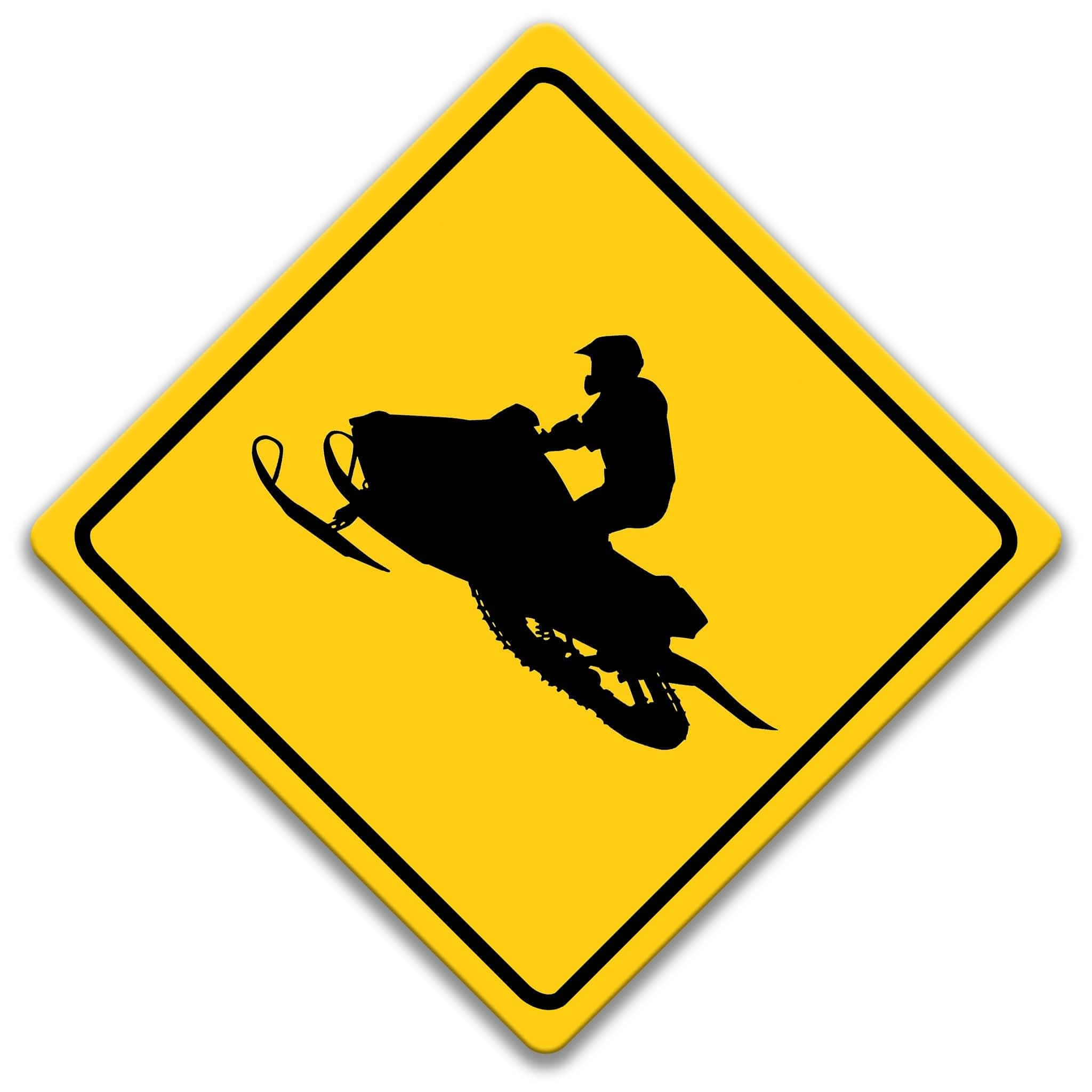 Snowmobile Crossing Caution Sign