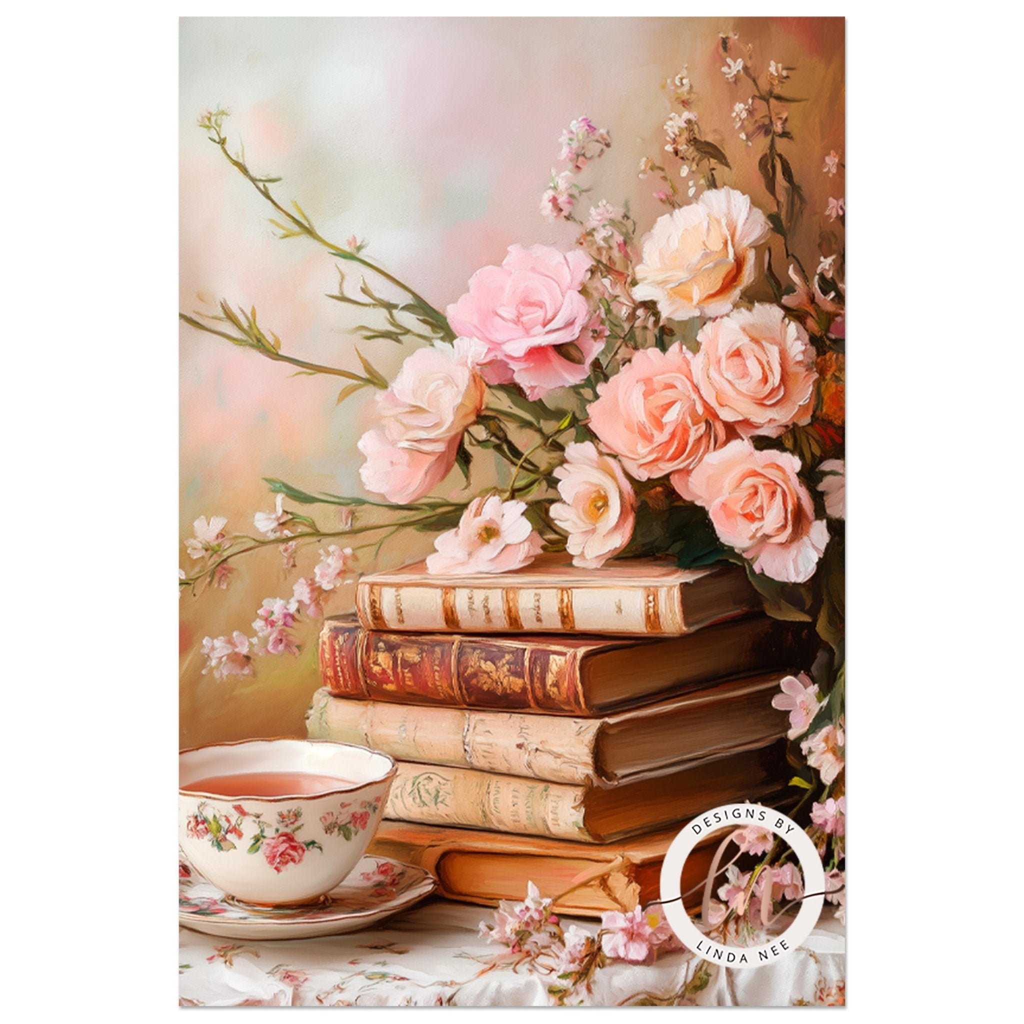 Spring Floral Stack of Books