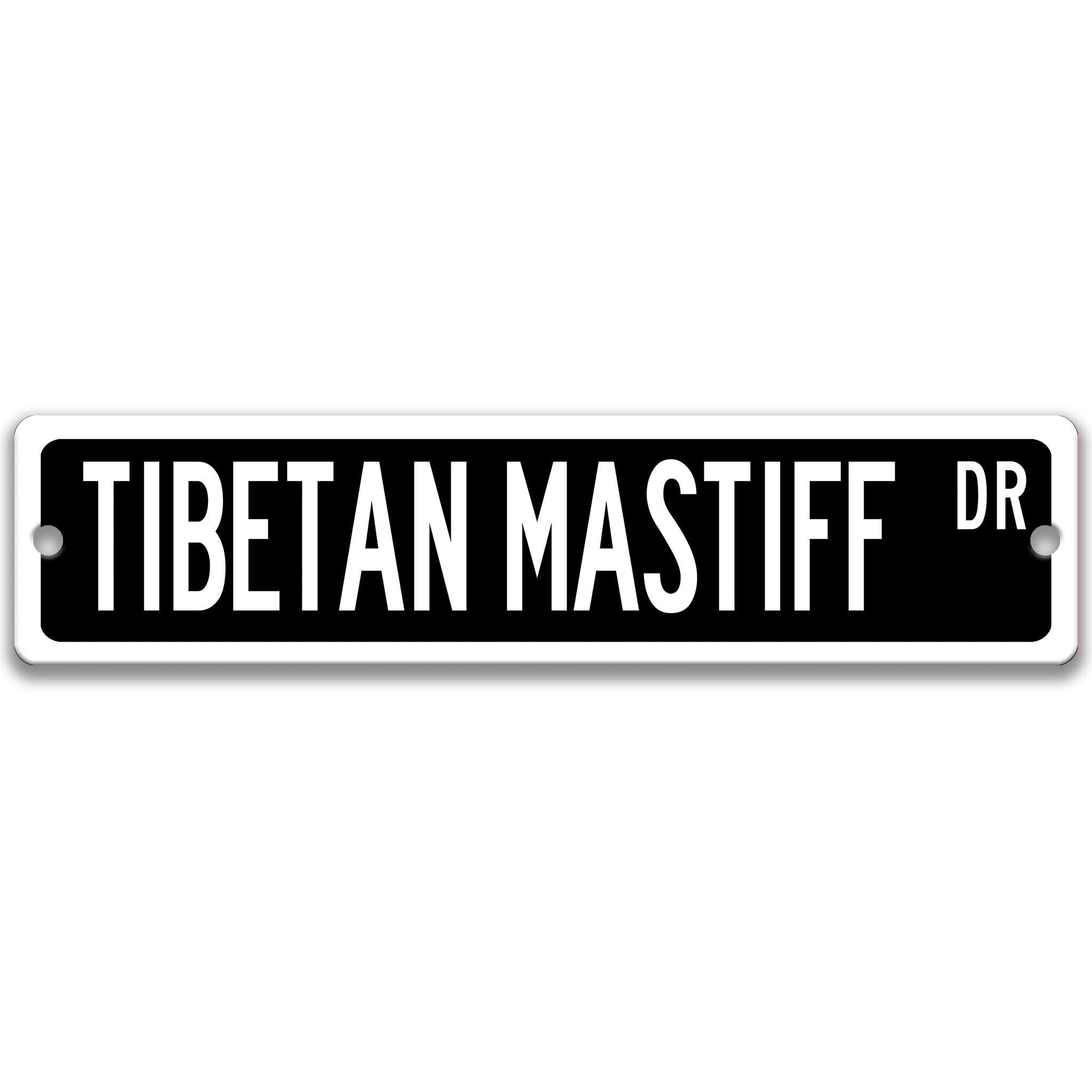 Tibetan Mastiff Dog Metal Street Sign