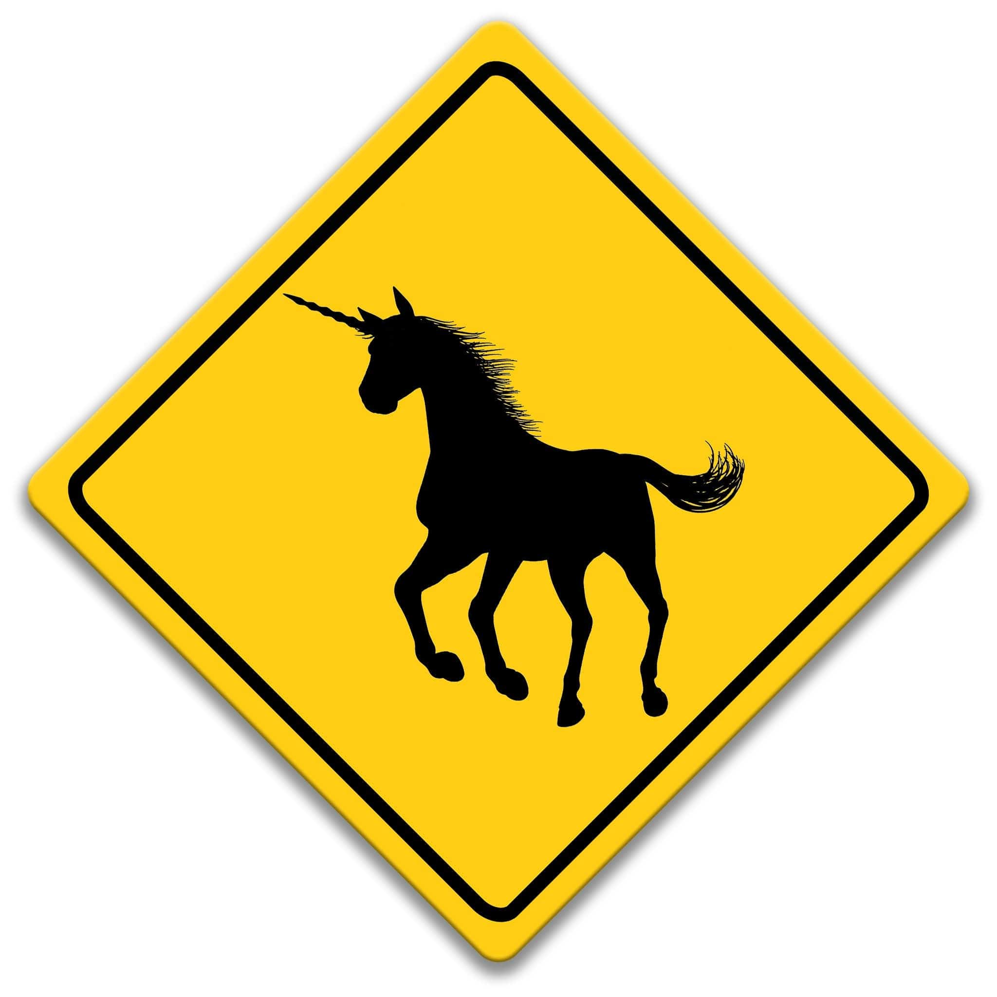 Unicorn Crossing Caution Sign