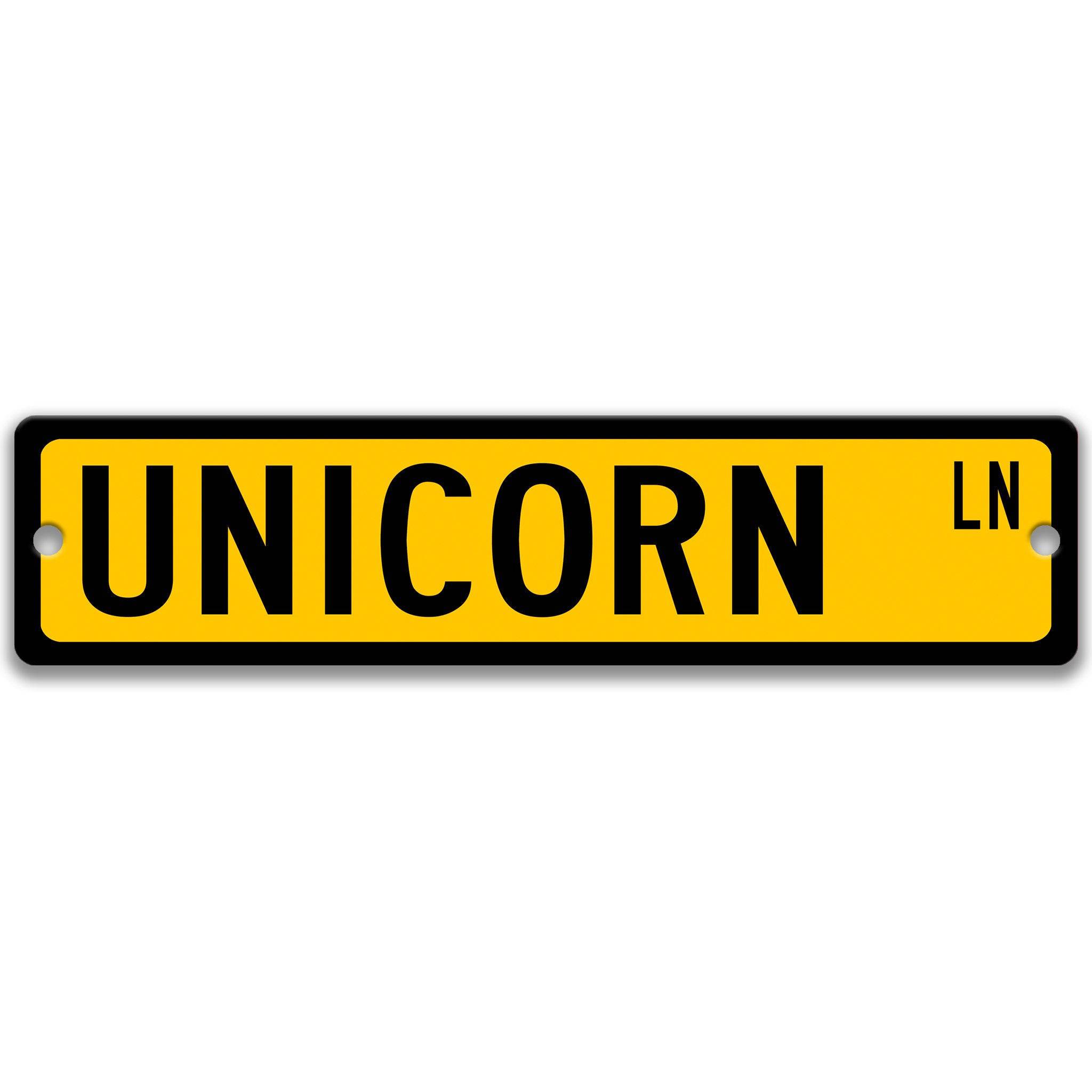 Unicorn Metal Street Sign