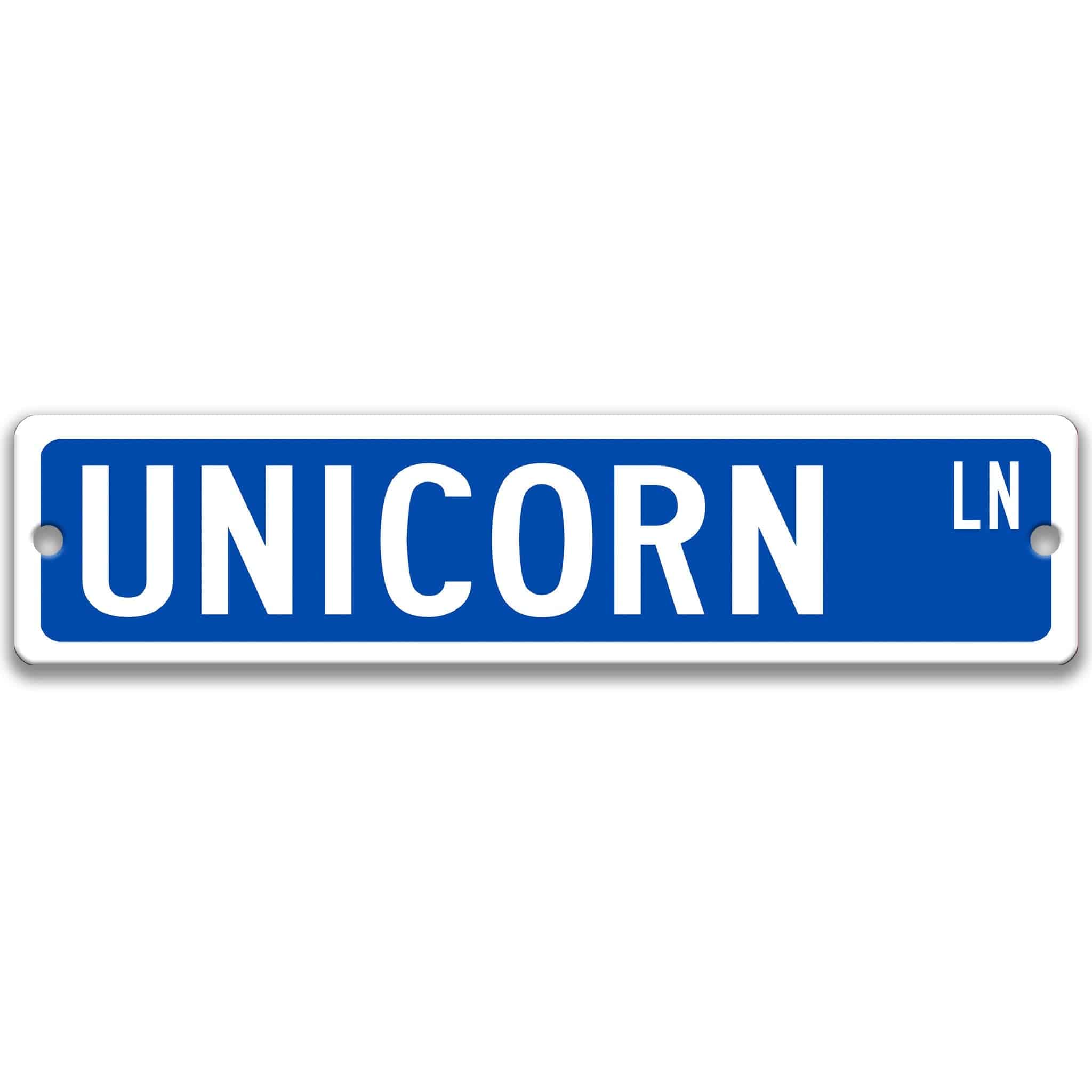 Unicorn Metal Street Sign