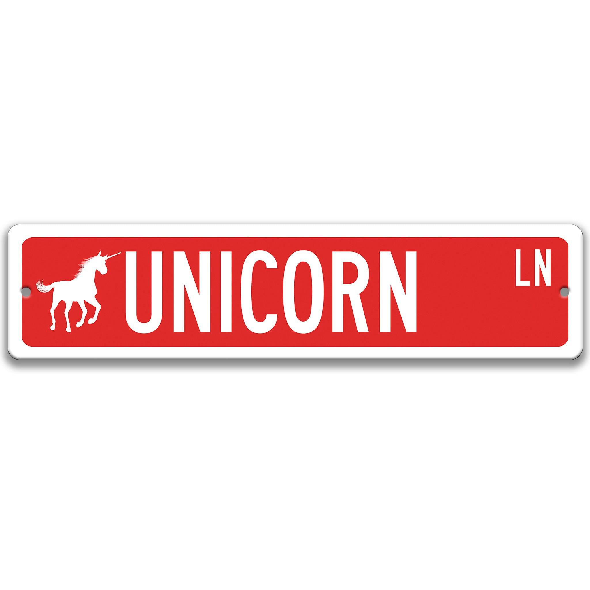 Unicorn with Silhouette Metal Street Sign