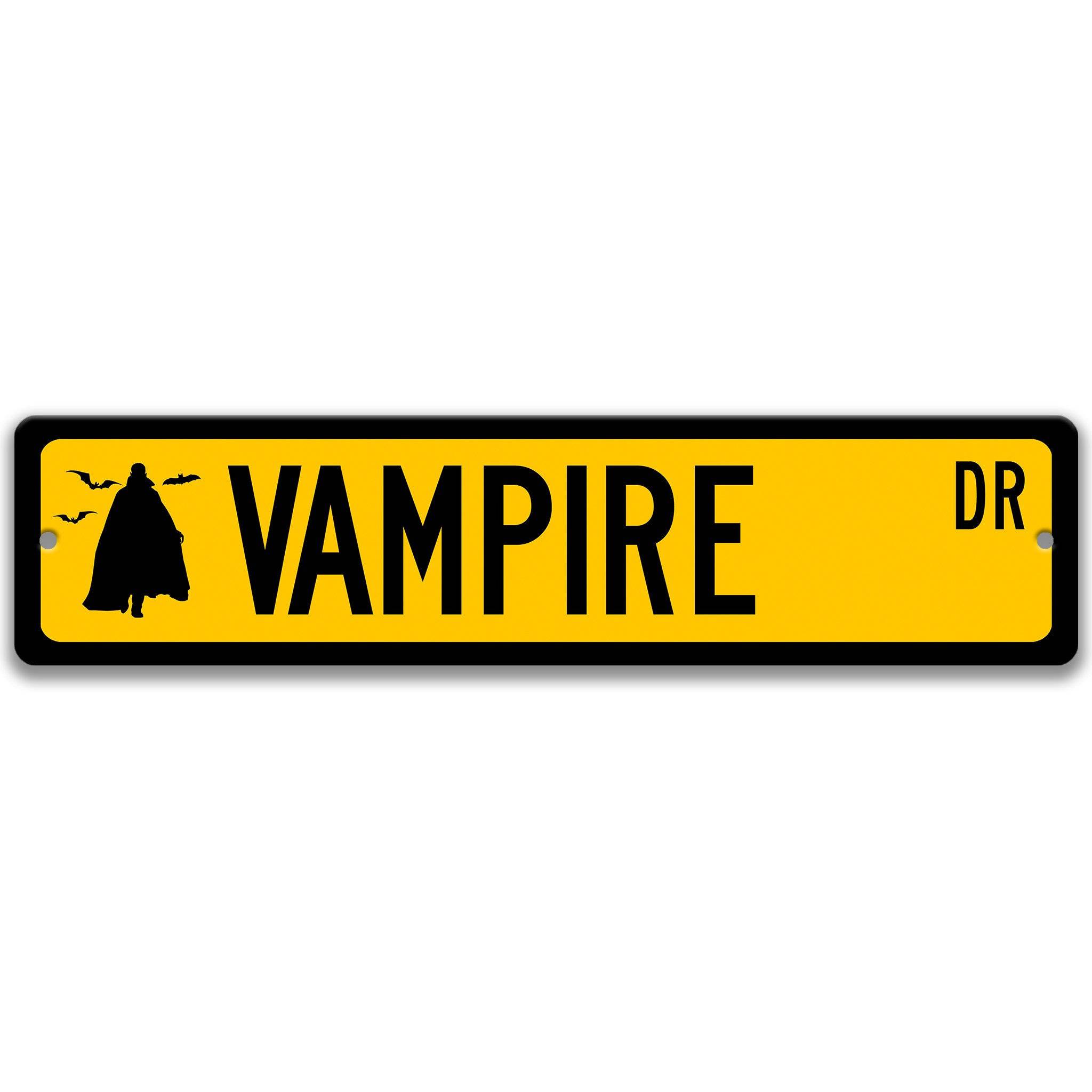 Vampire with Silhouette Metal Street Sign