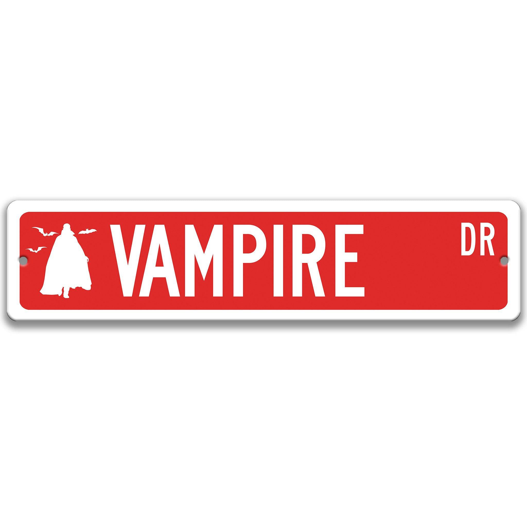 Vampire with Silhouette Metal Street Sign