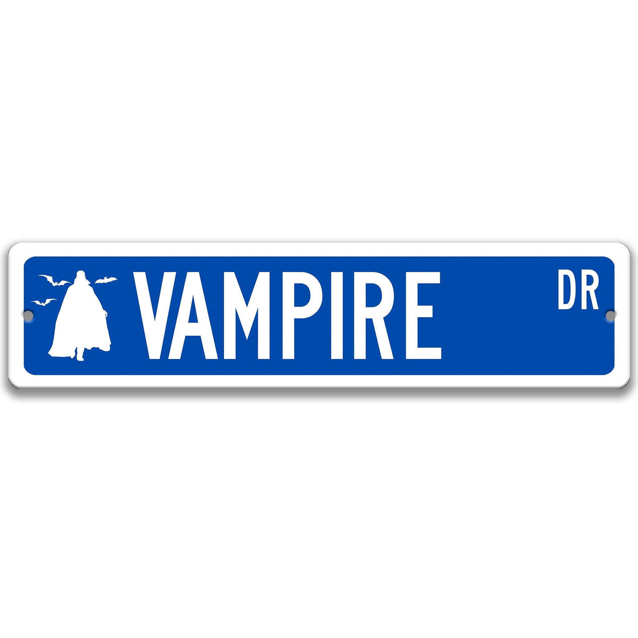 Vampire with Silhouette Metal Street Sign