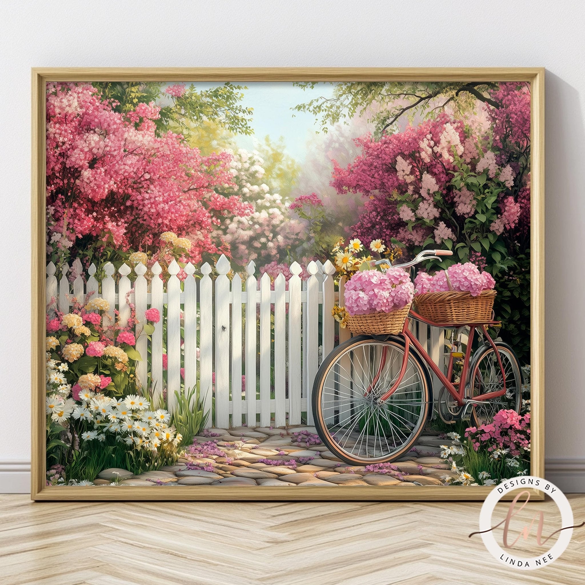 Vintage Bicycle Flower Print