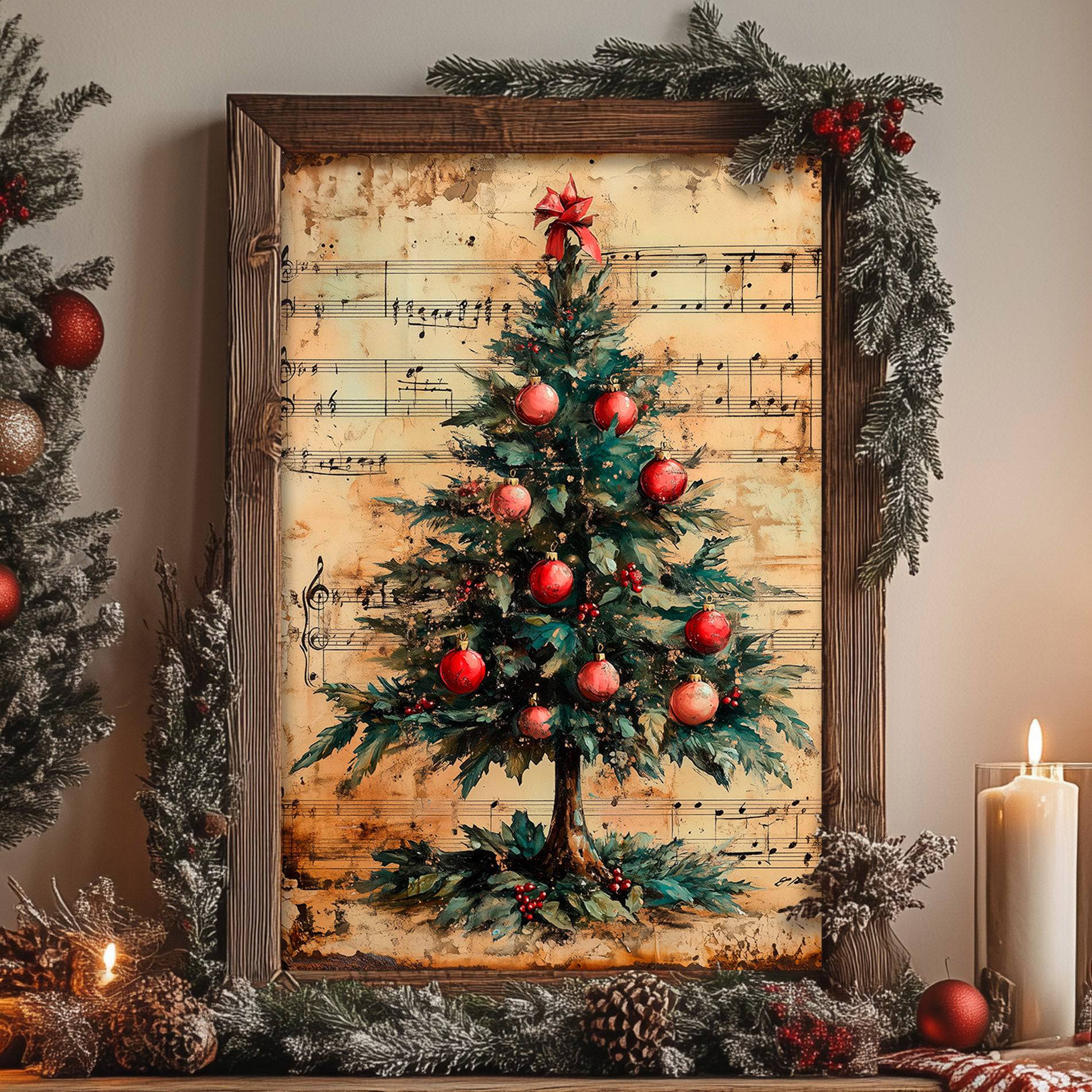 Vintage Christmas Sheet Music Art - Metal & Fine Art Print