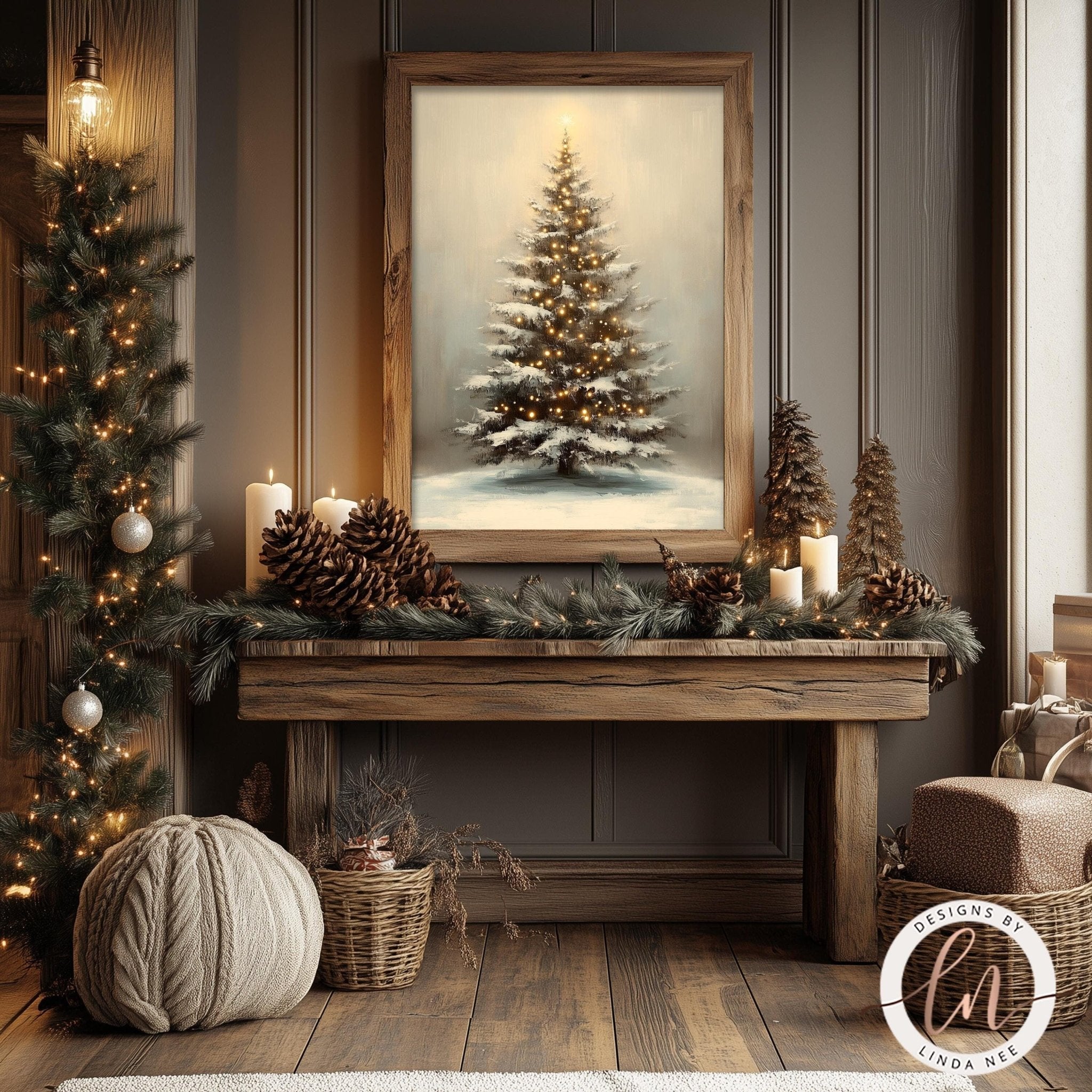 Vintage Christmas Tree Art - Metal & Fine Art Print