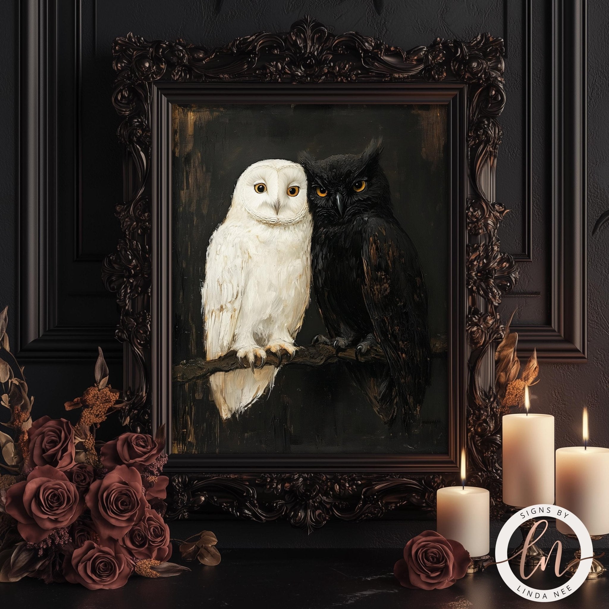 Vintage Gothic Owl Wall Art