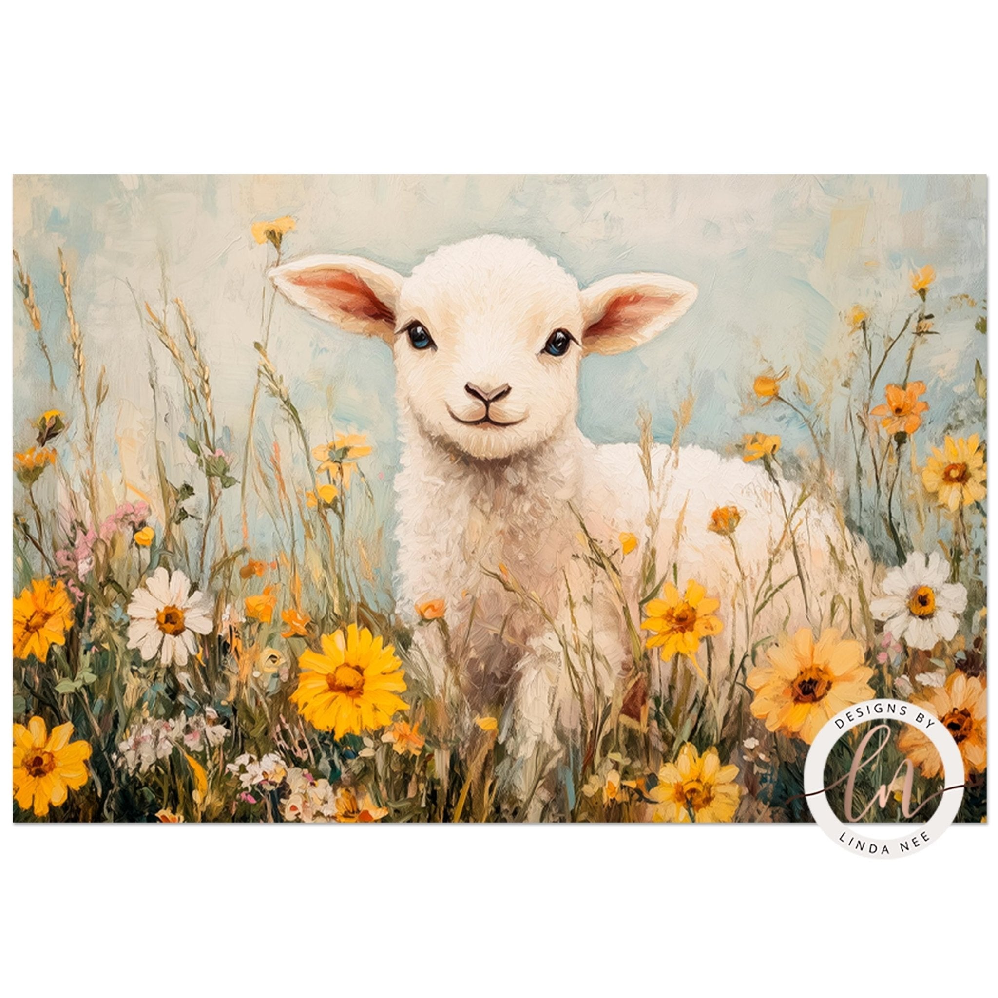 Vintage Lamb Spring Oil Painting