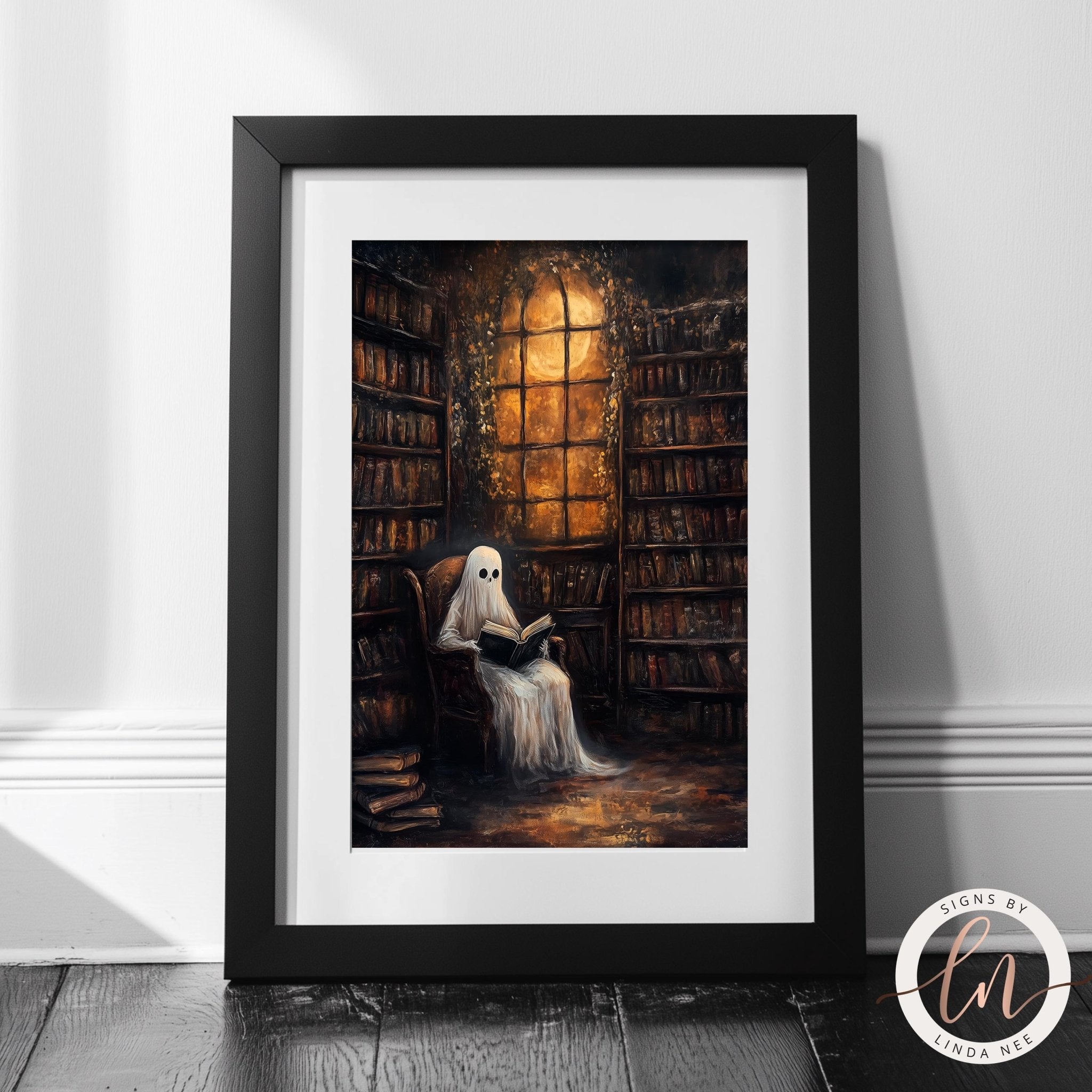 Vintage Library Ghost Art Print