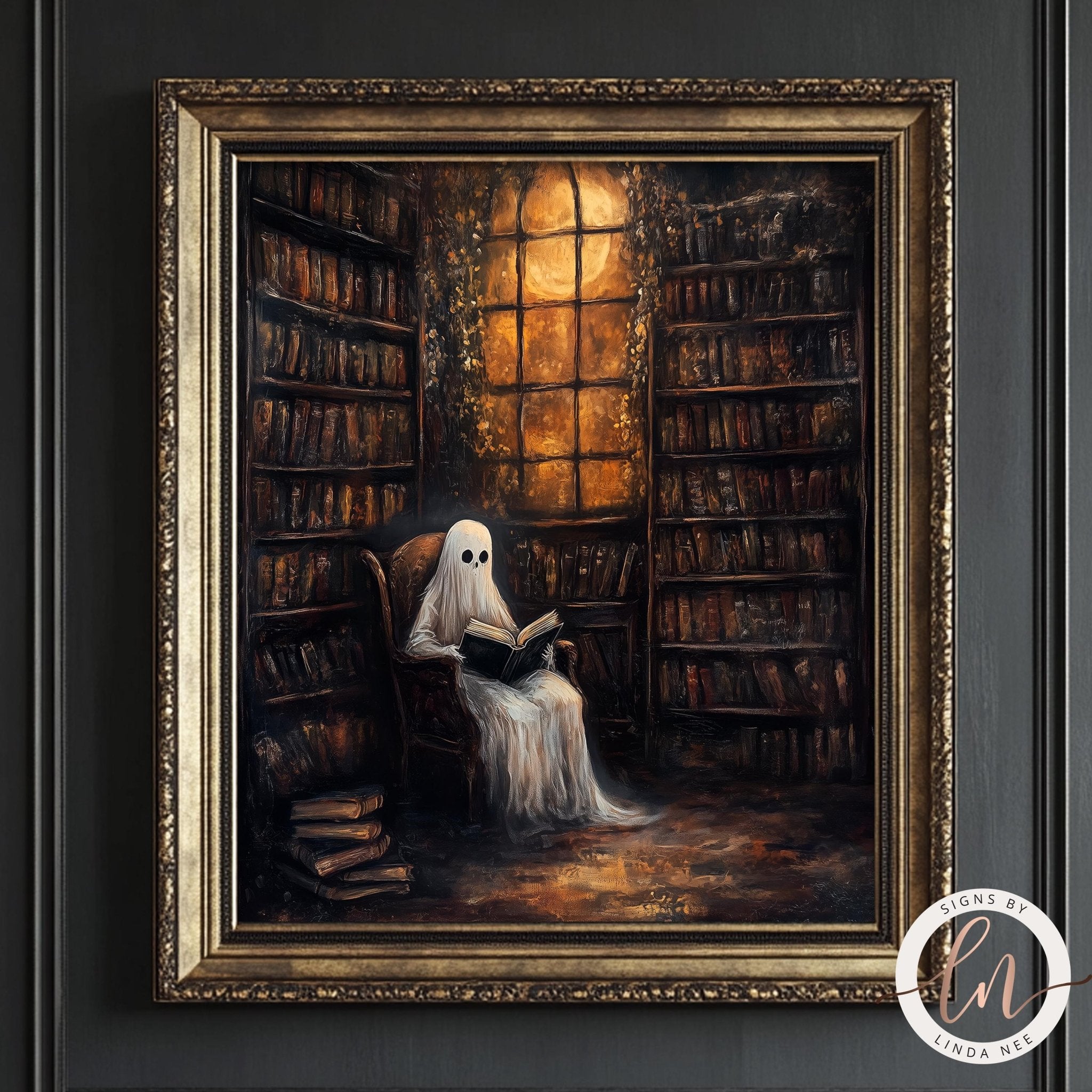 Vintage Library Ghost Art Print