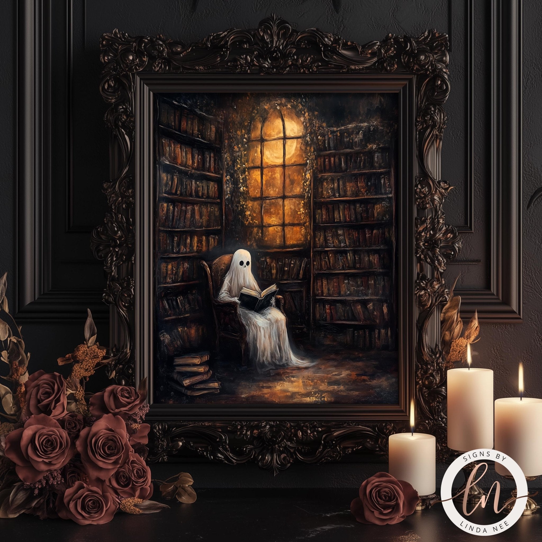 Vintage Library Ghost Art Print