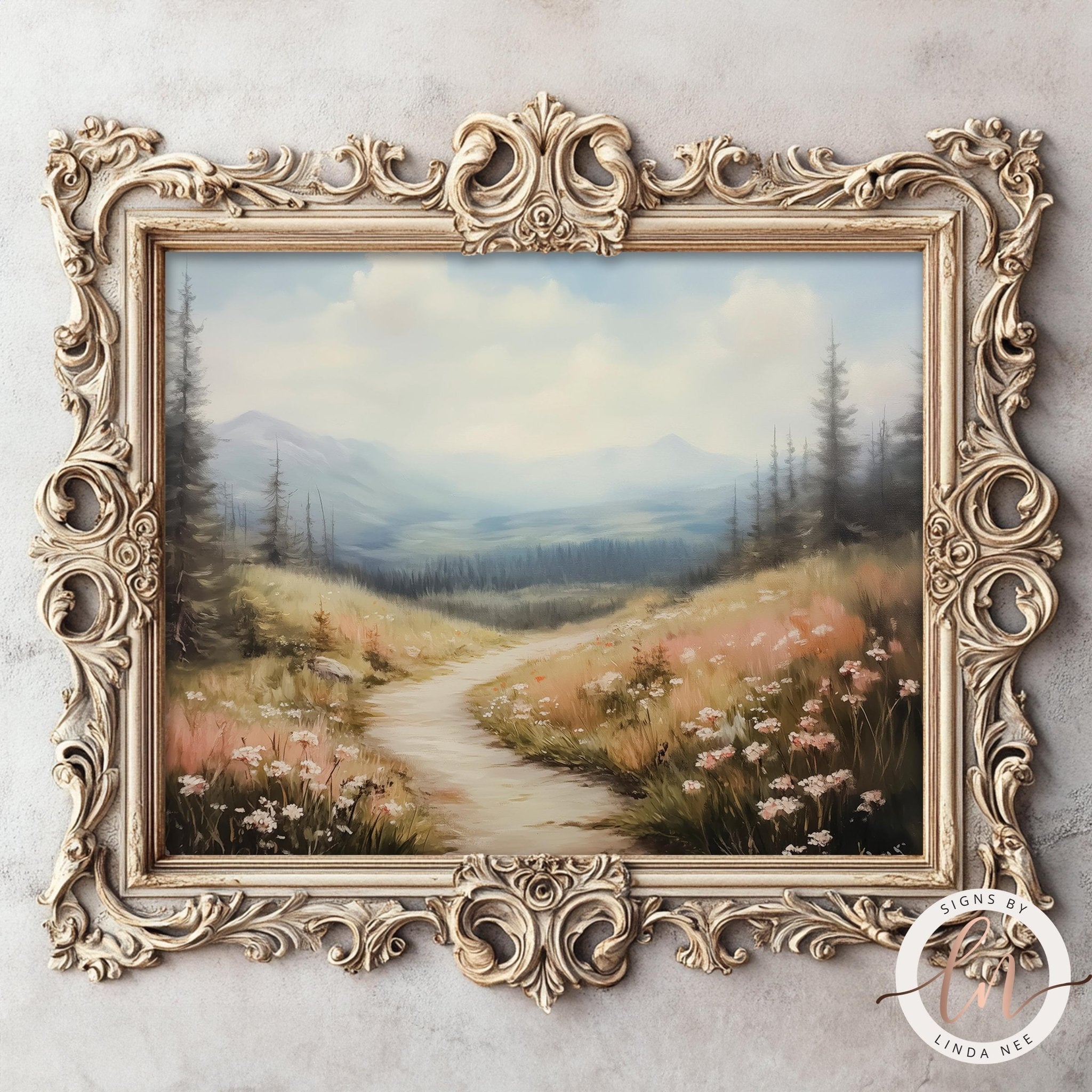 Vintage Mountain Landscape Print