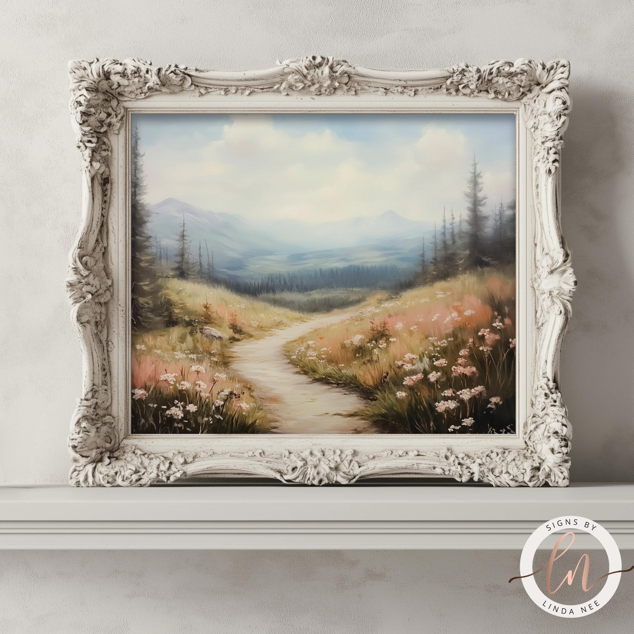 Vintage Mountain Landscape Print