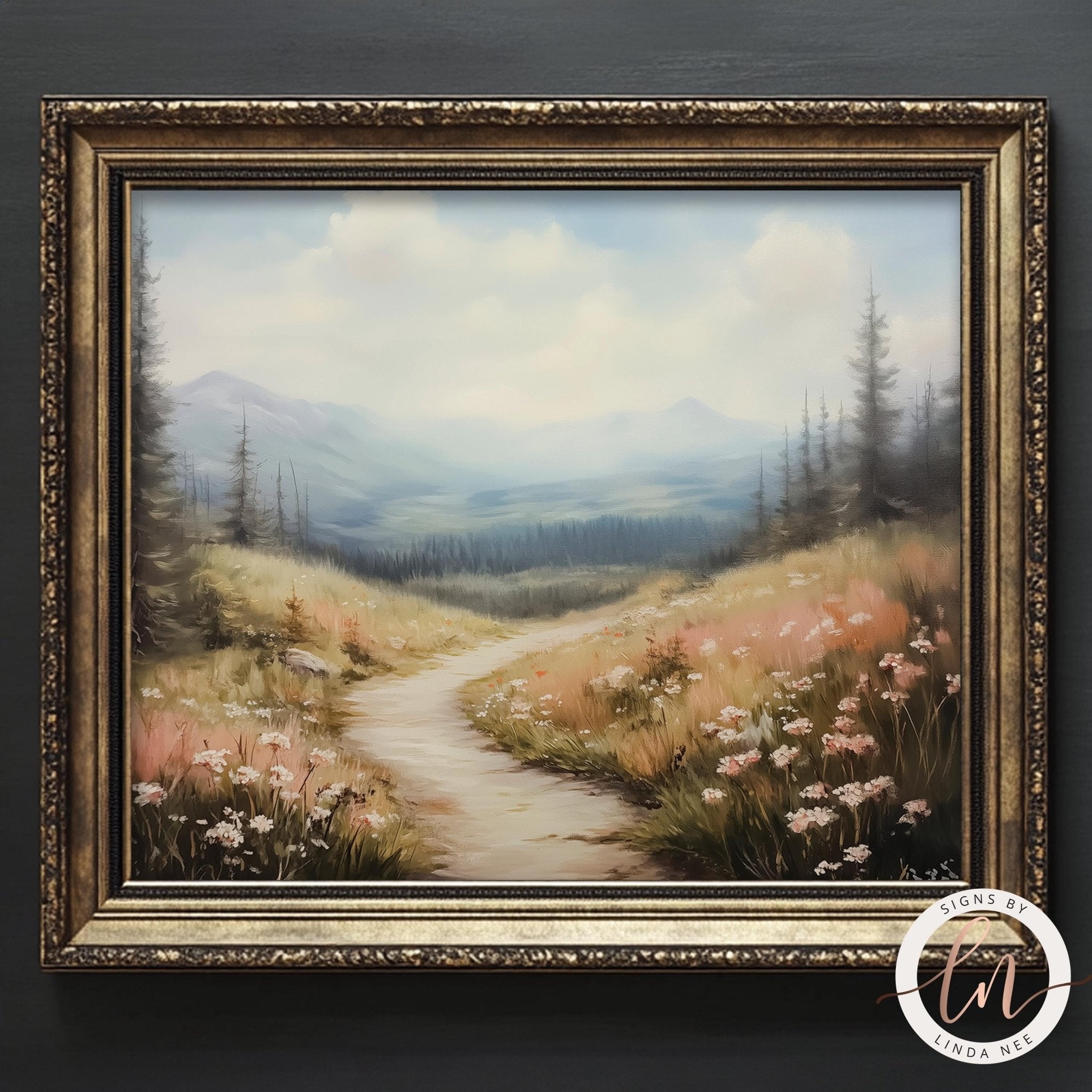 Vintage Mountain Landscape Print