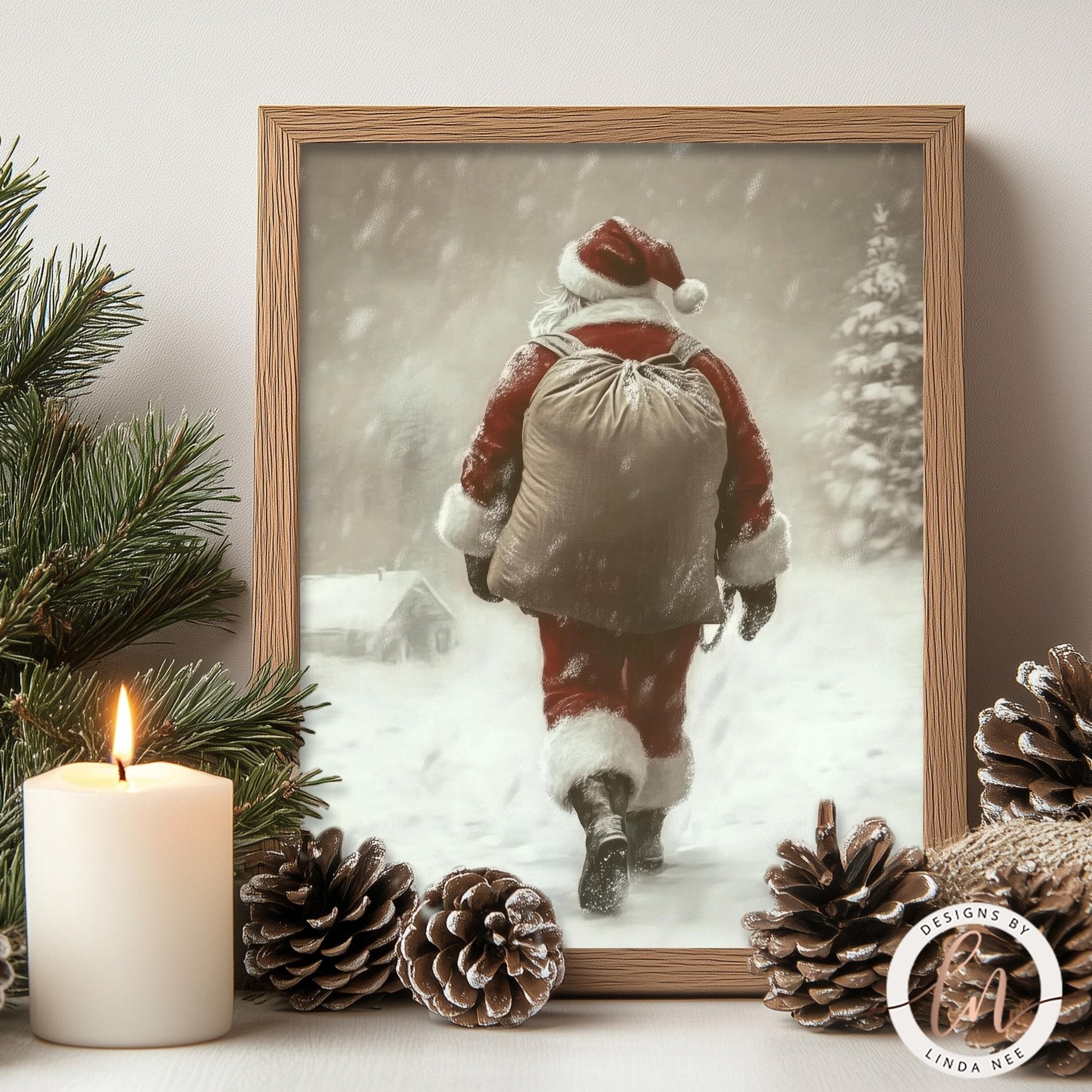 Vintage Santa Christmas Art - Metal & Fine Holiday Print