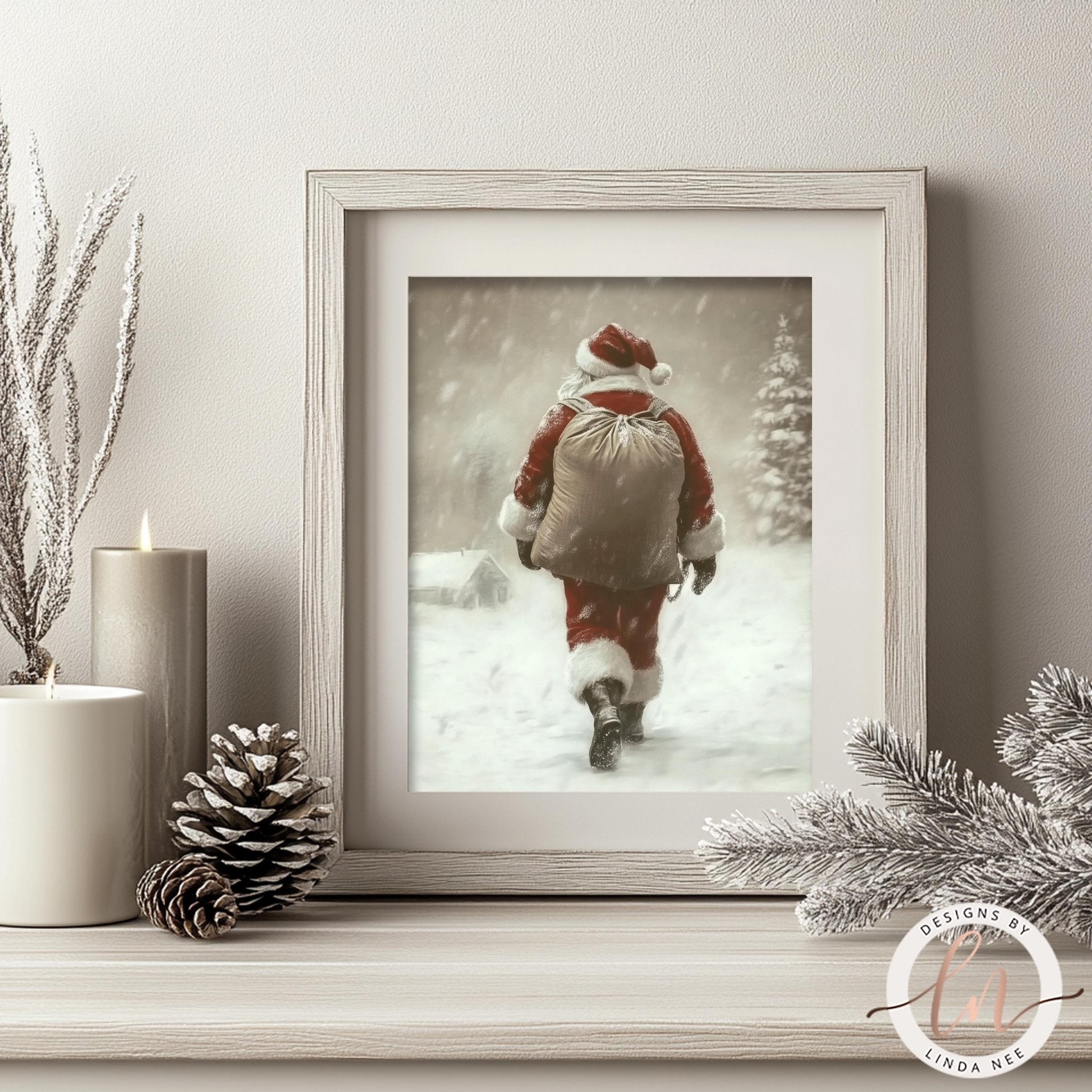 Vintage Santa Christmas Art - Metal & Fine Holiday Print