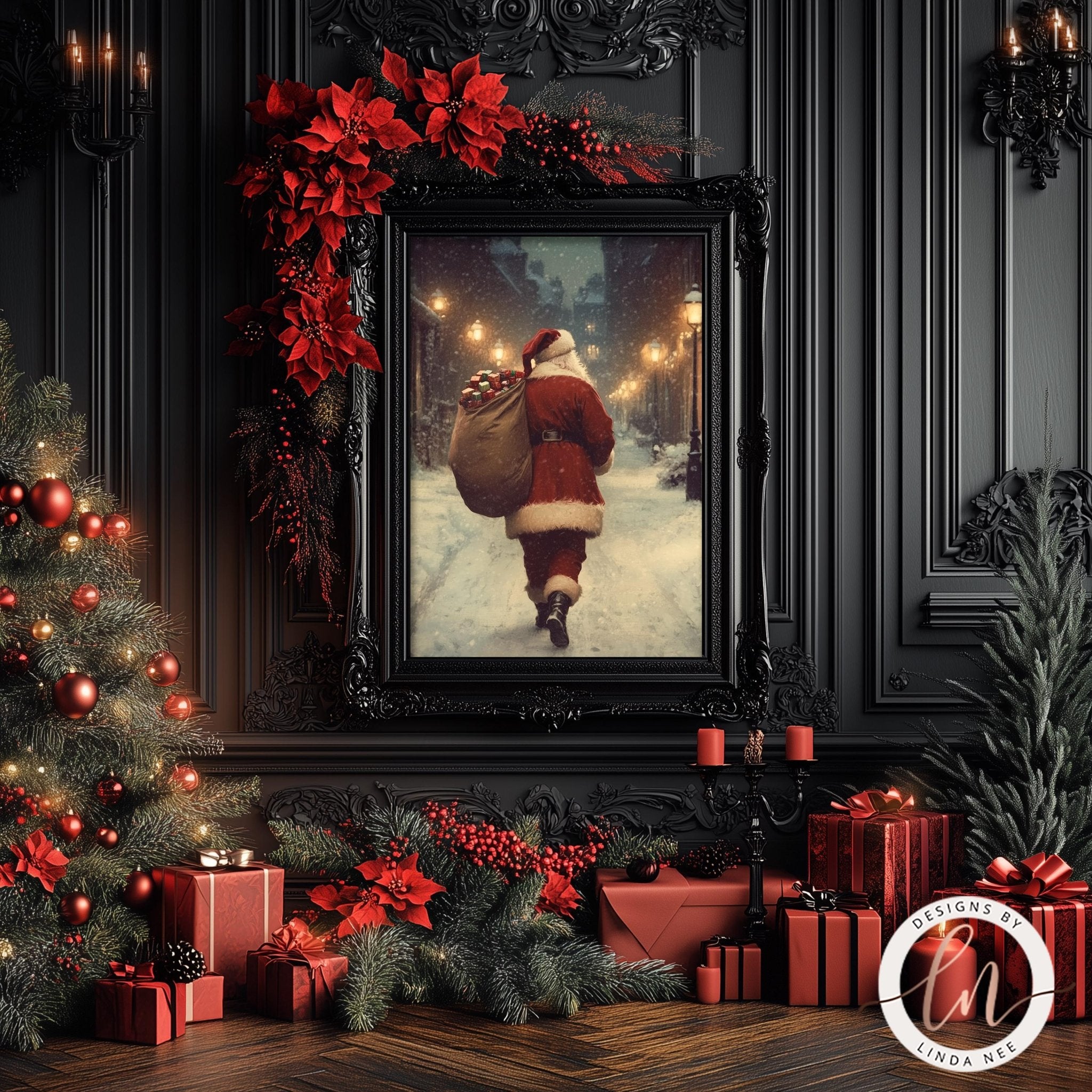 Vintage Santa Claus - Dark Academia Holiday Wall Art