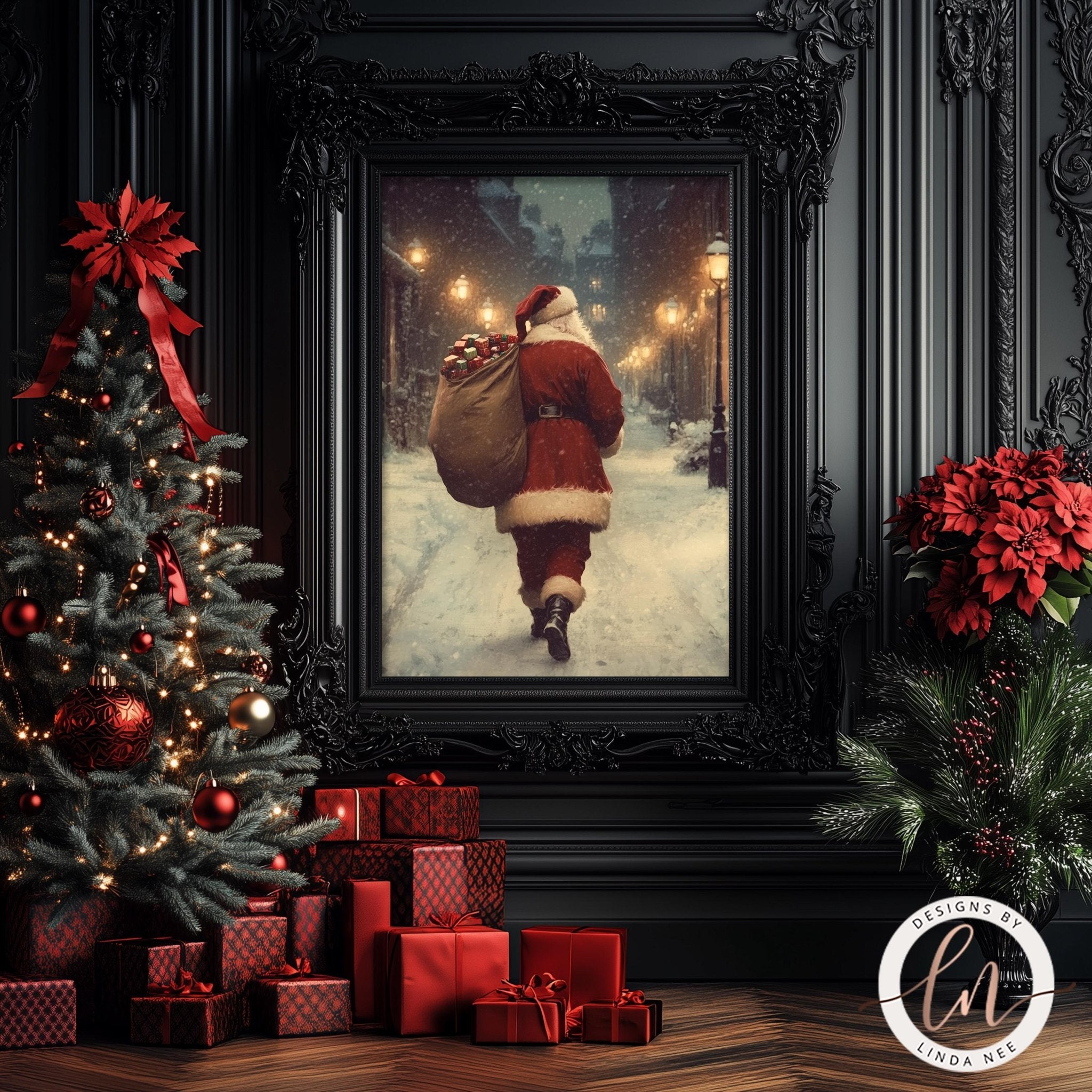 Vintage Santa Claus - Dark Academia Holiday Wall Art