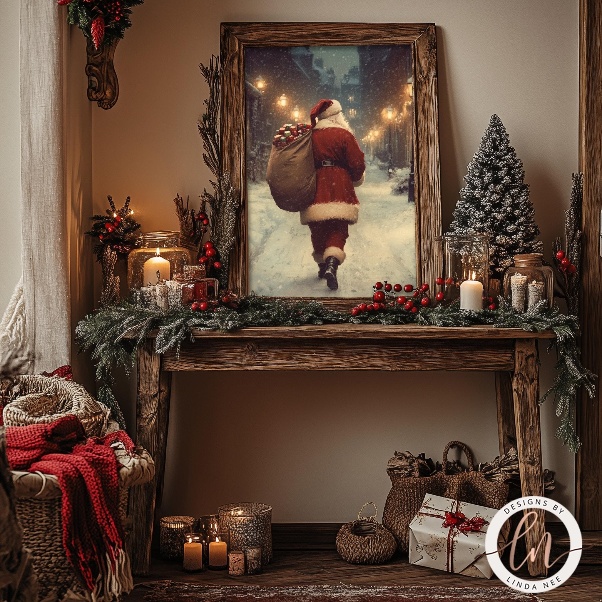 Vintage Santa Claus - Dark Academia Holiday Wall Art