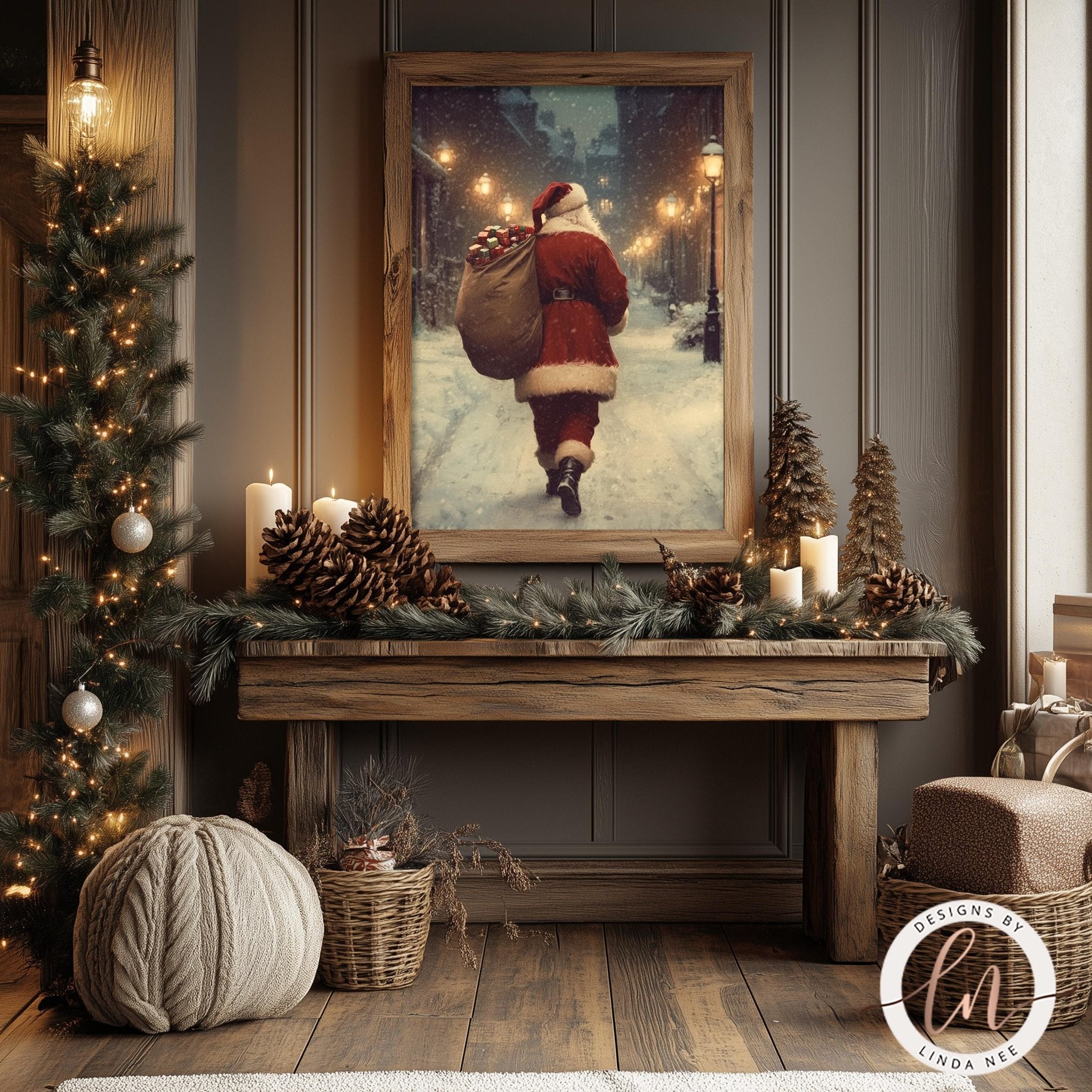 Vintage Santa Claus - Dark Academia Holiday Wall Art