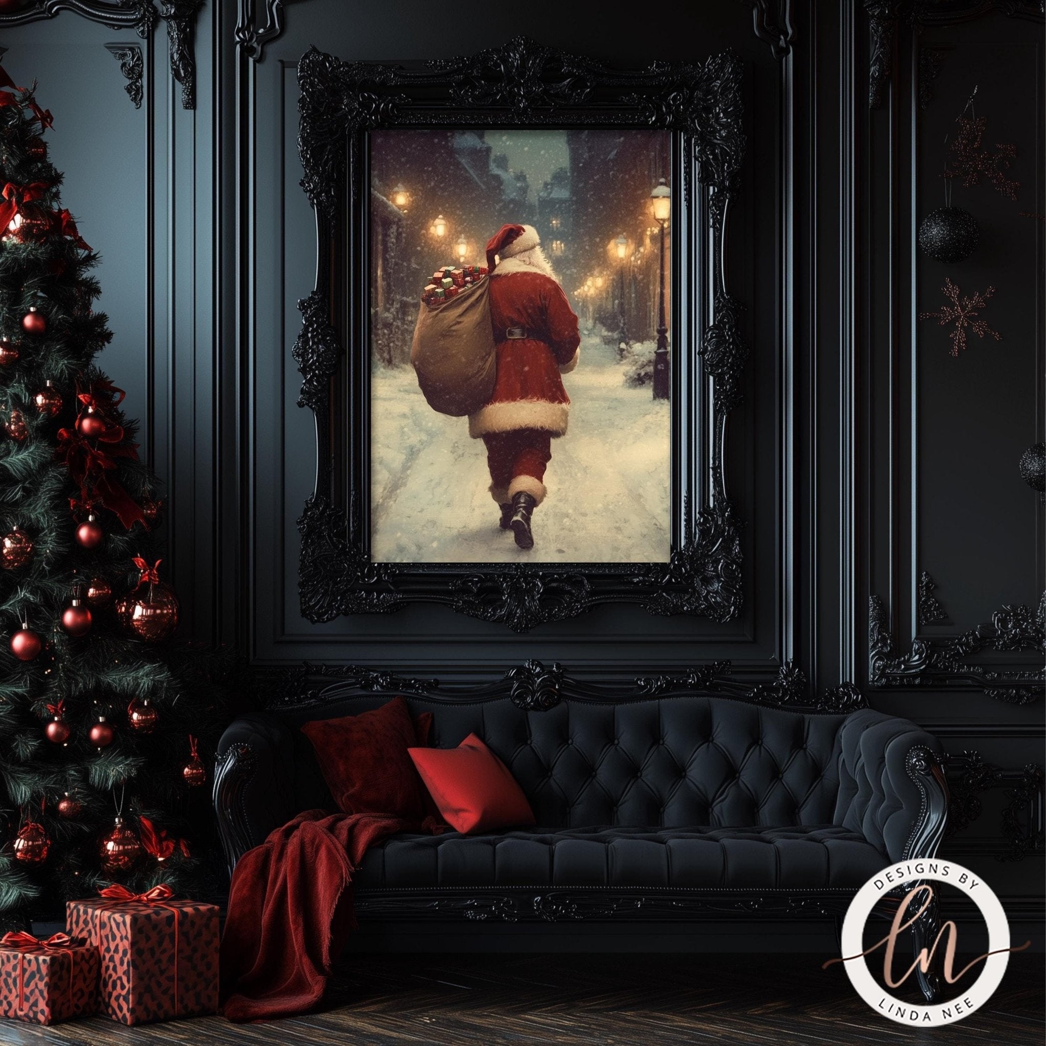 Vintage Santa Claus - Dark Academia Holiday Wall Art