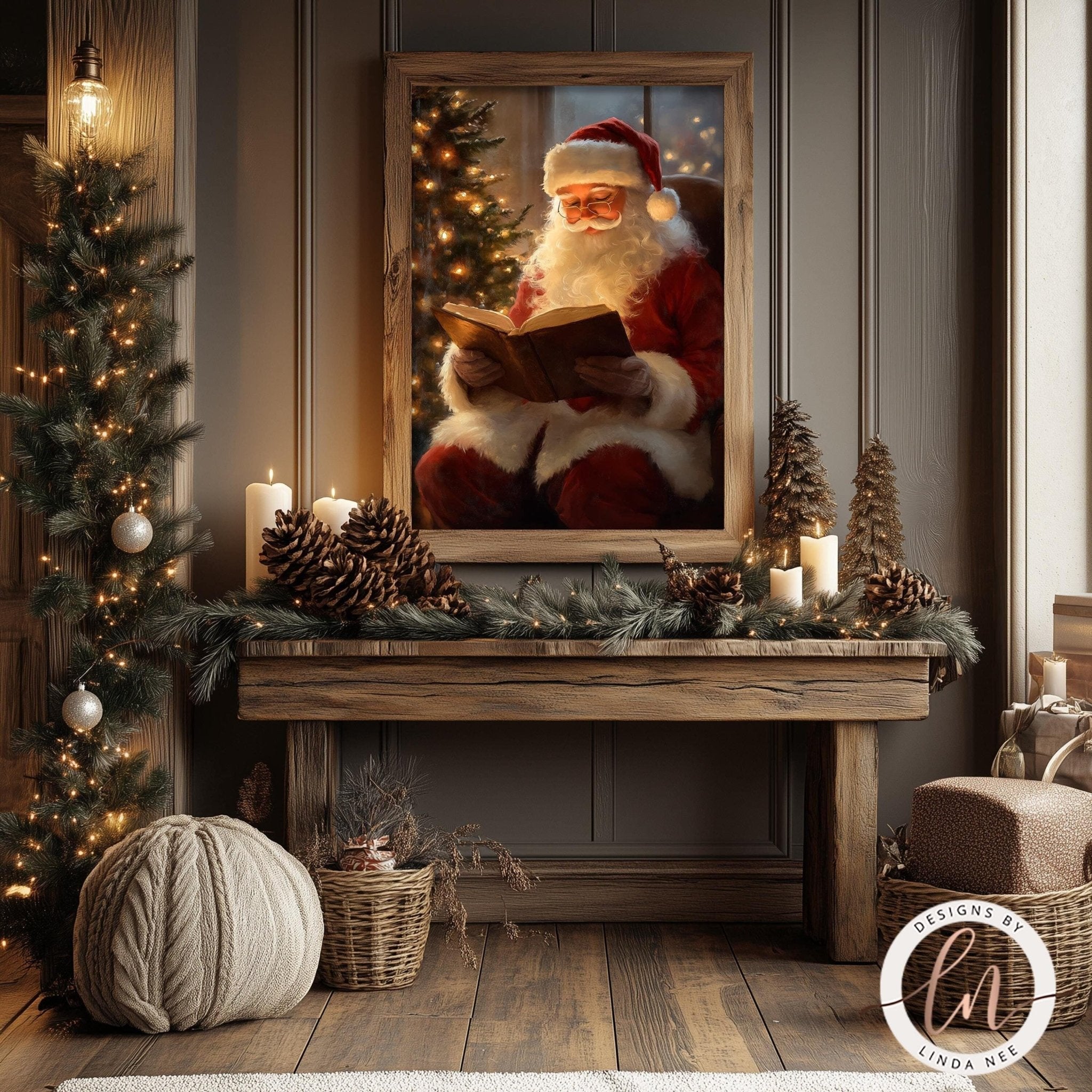 Vintage Santa Reading Art - Metal & Fine Art Print