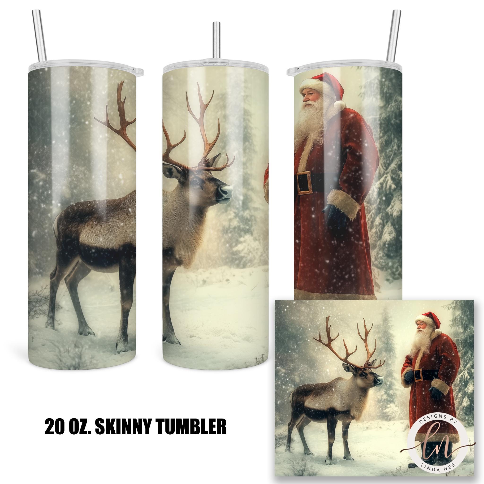 Vintage Santa Skinny Tumbler - Rustic Holiday Gift