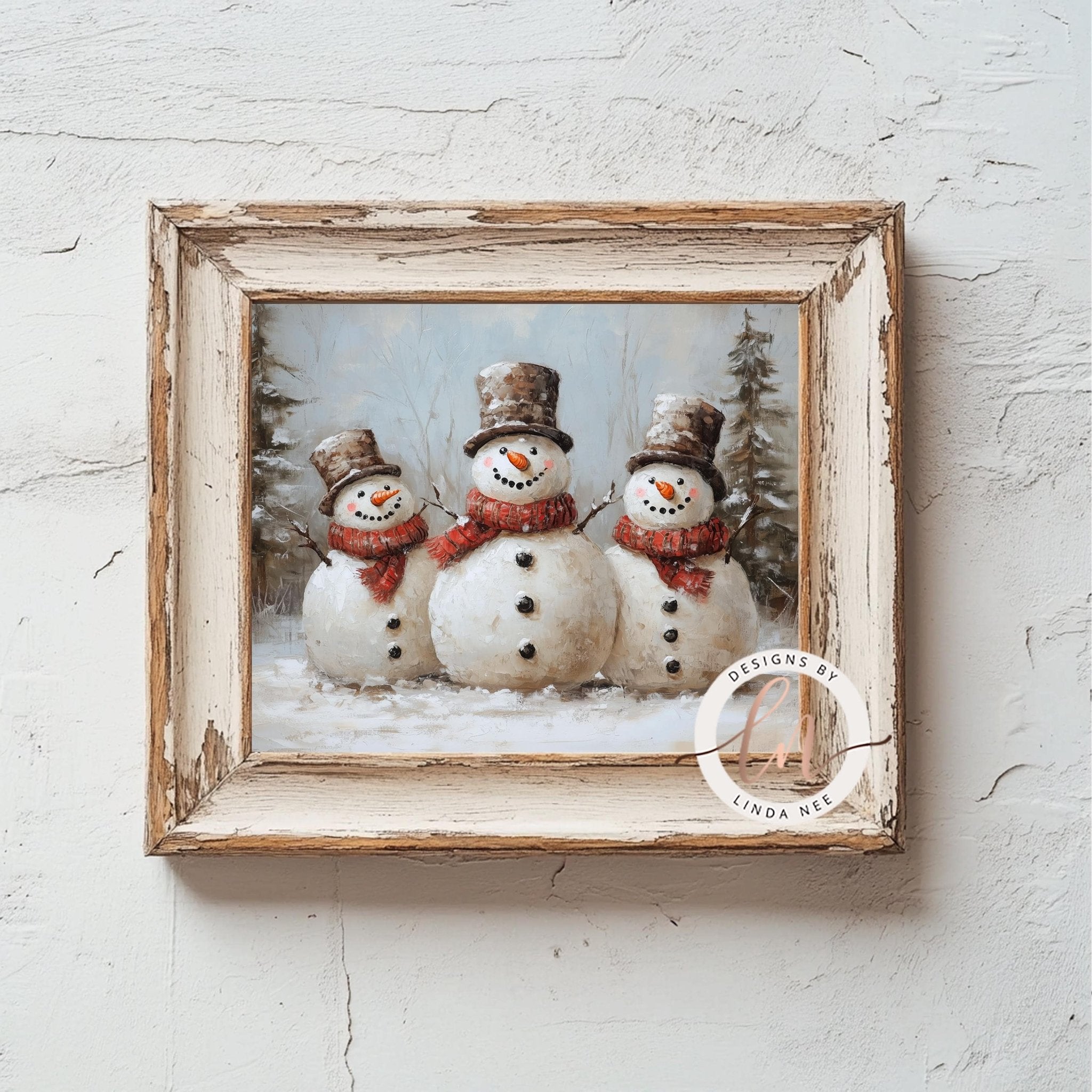 Vintage Snowman Christmas Art - Metal & Fine Art Print