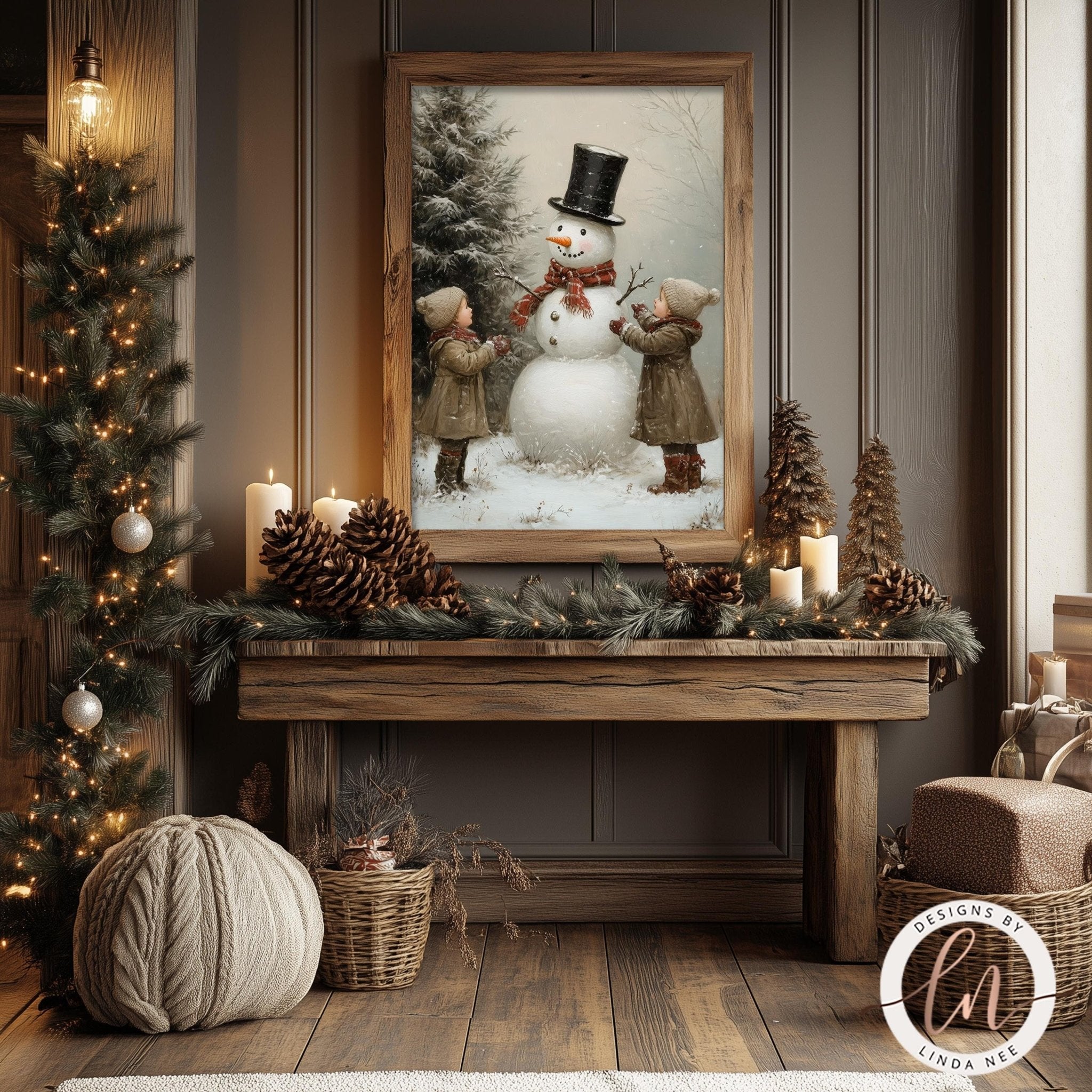 Vintage Snowman - Rustic Christmas Metal Wall Art