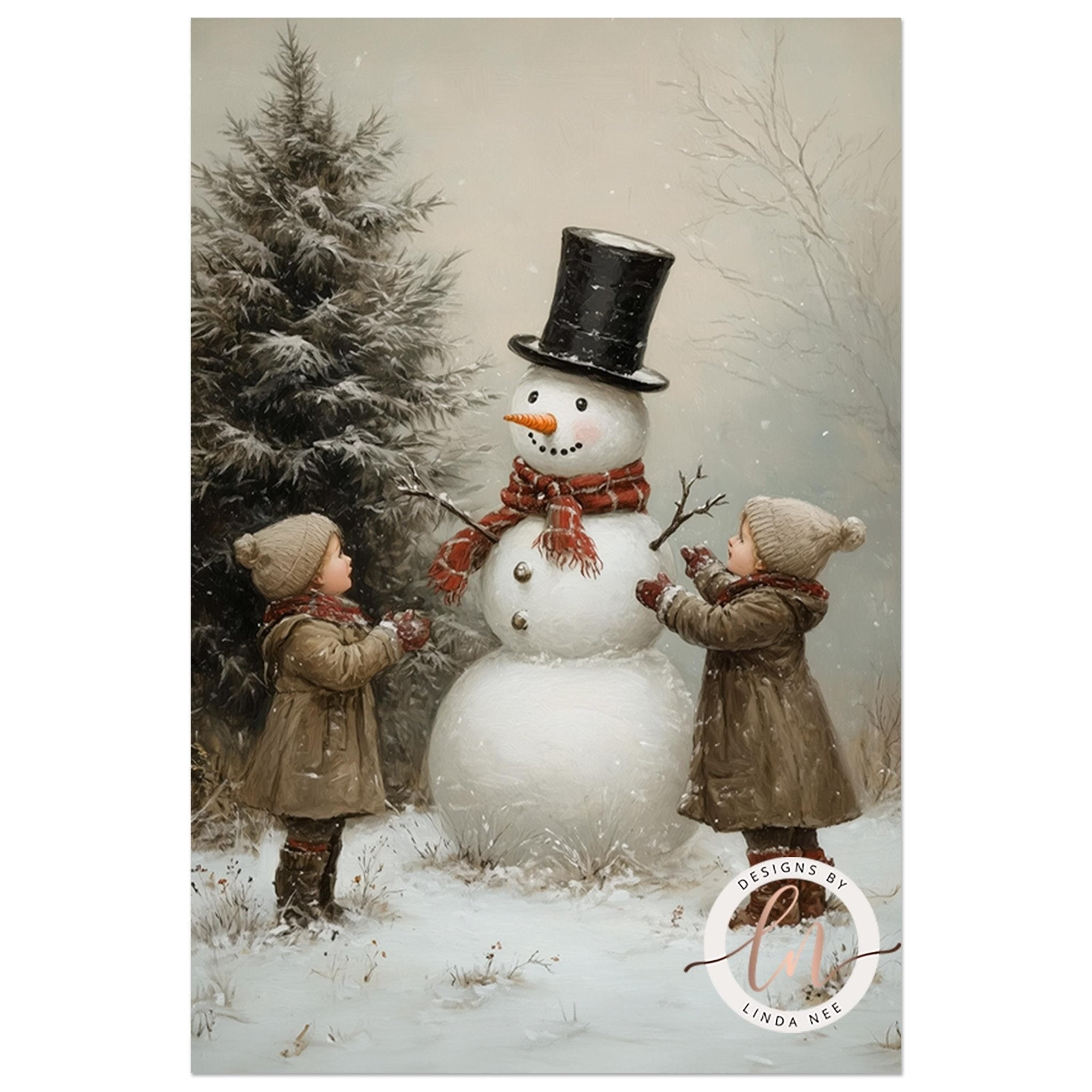 Vintage Snowman - Rustic Christmas Metal Wall Art