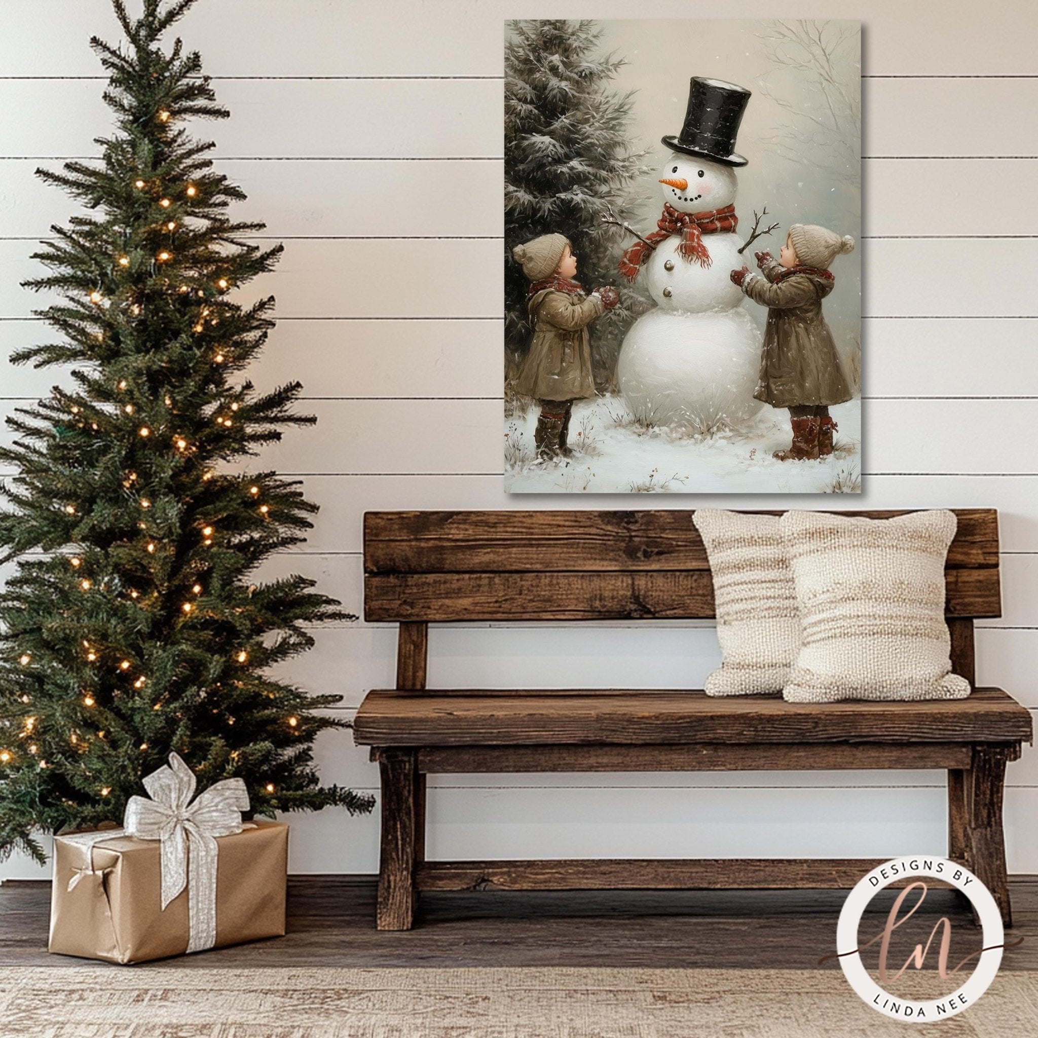 Vintage Snowman - Rustic Christmas Metal Wall Art