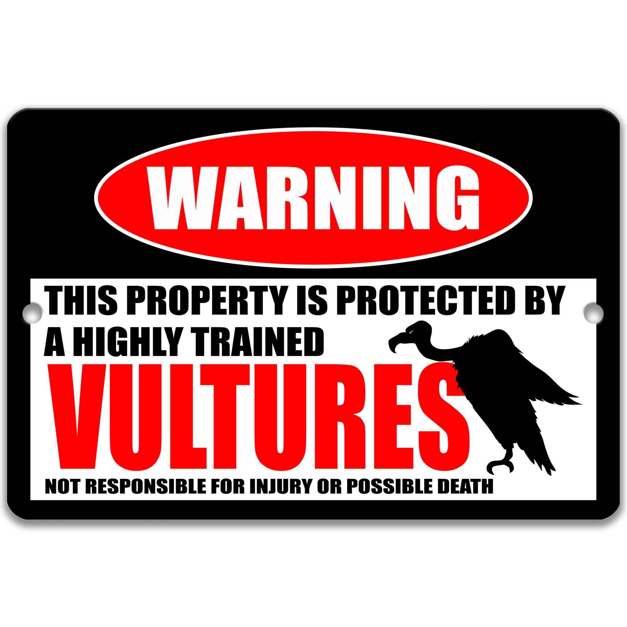 Vultures Metal Sign - Cabin Warning and Welcome Decor for Outdoor Spaces