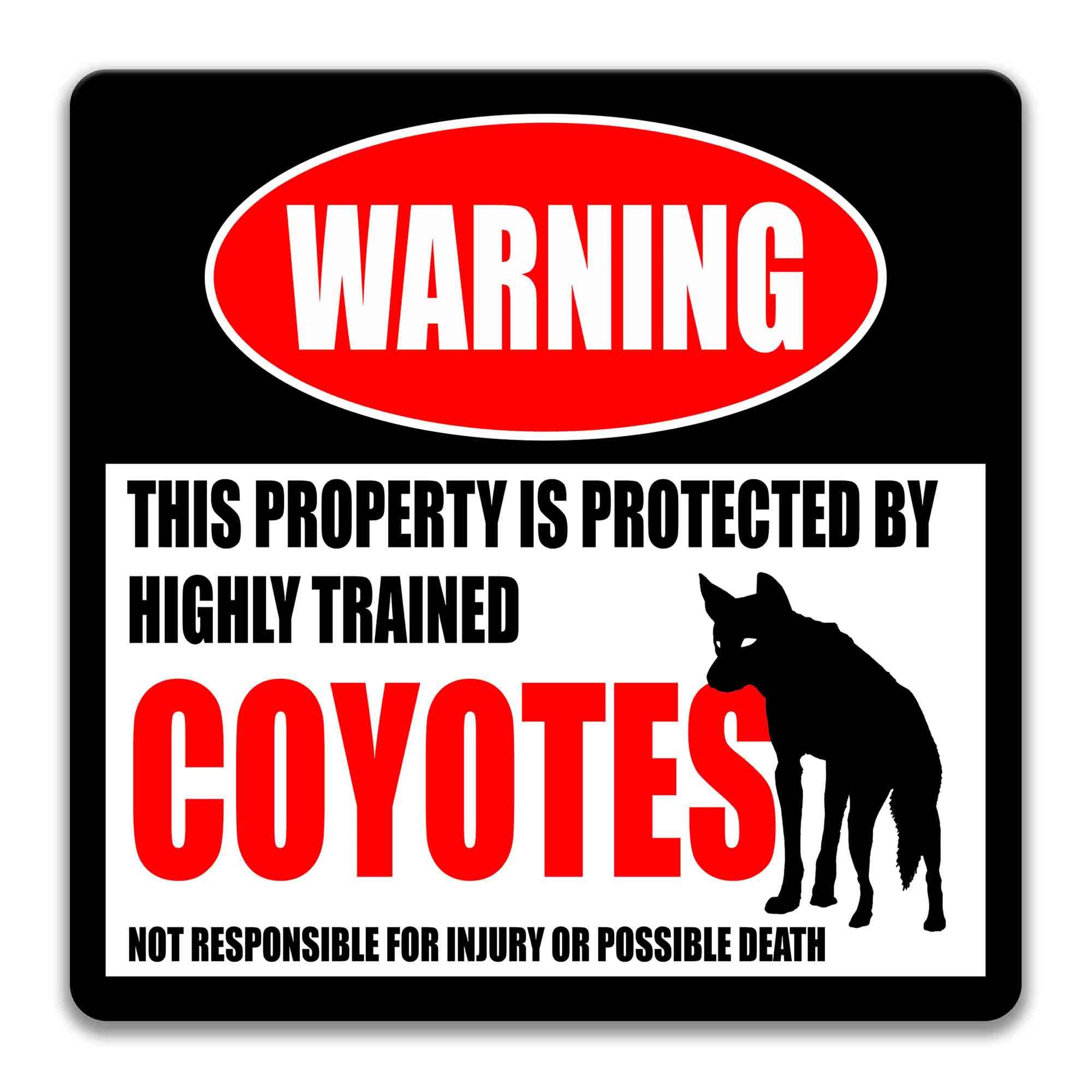 Welcome Friends with Our Coyotes Metal Warning Sign - Perfect for Outdoor Yard Decor