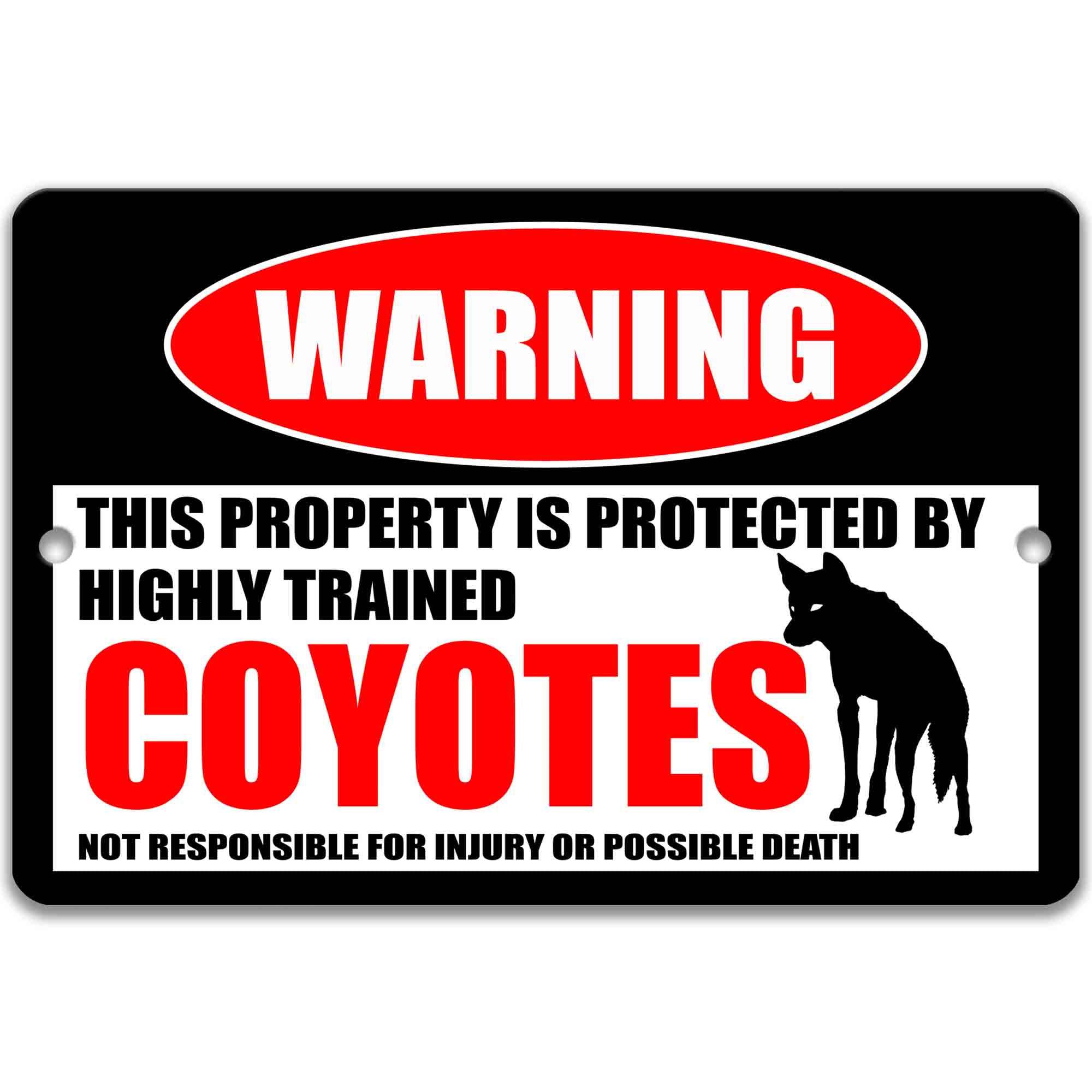 Welcome Friends with Our Coyotes Metal Warning Sign - Perfect for Outdoor Yard Decor