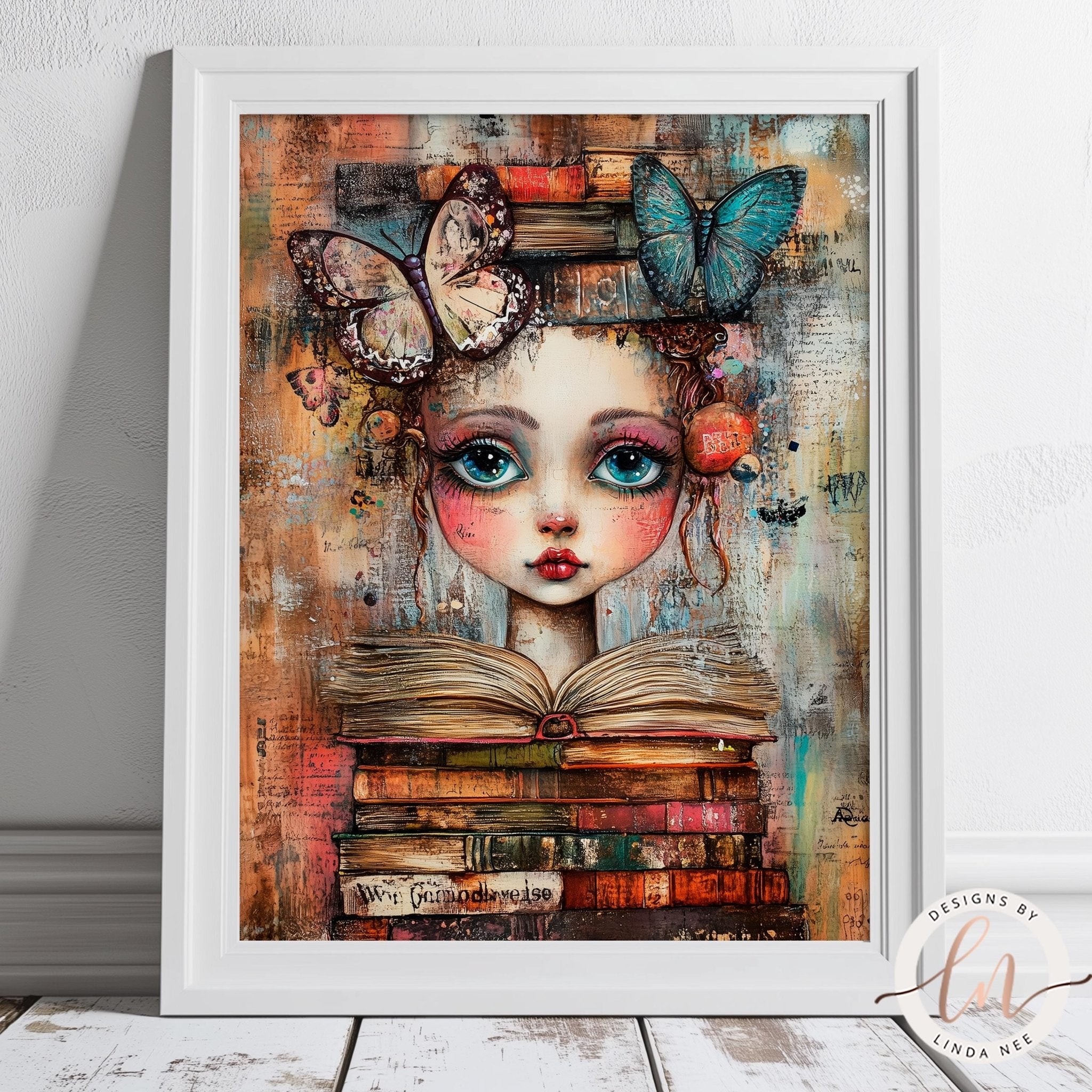 Whimsical Book Lover Art