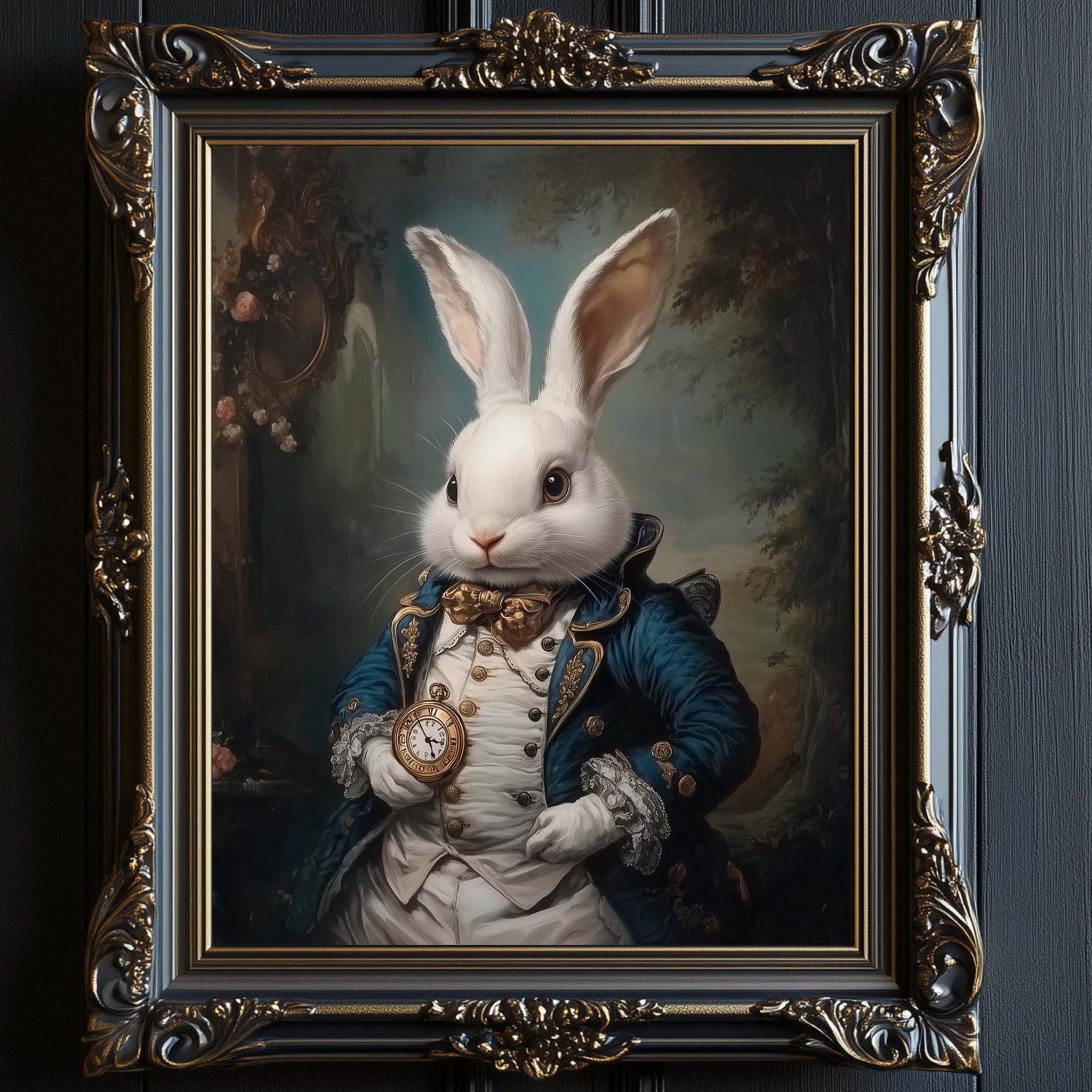 White Rabbit Victorian Portrait Wall Art - Metal or Paper