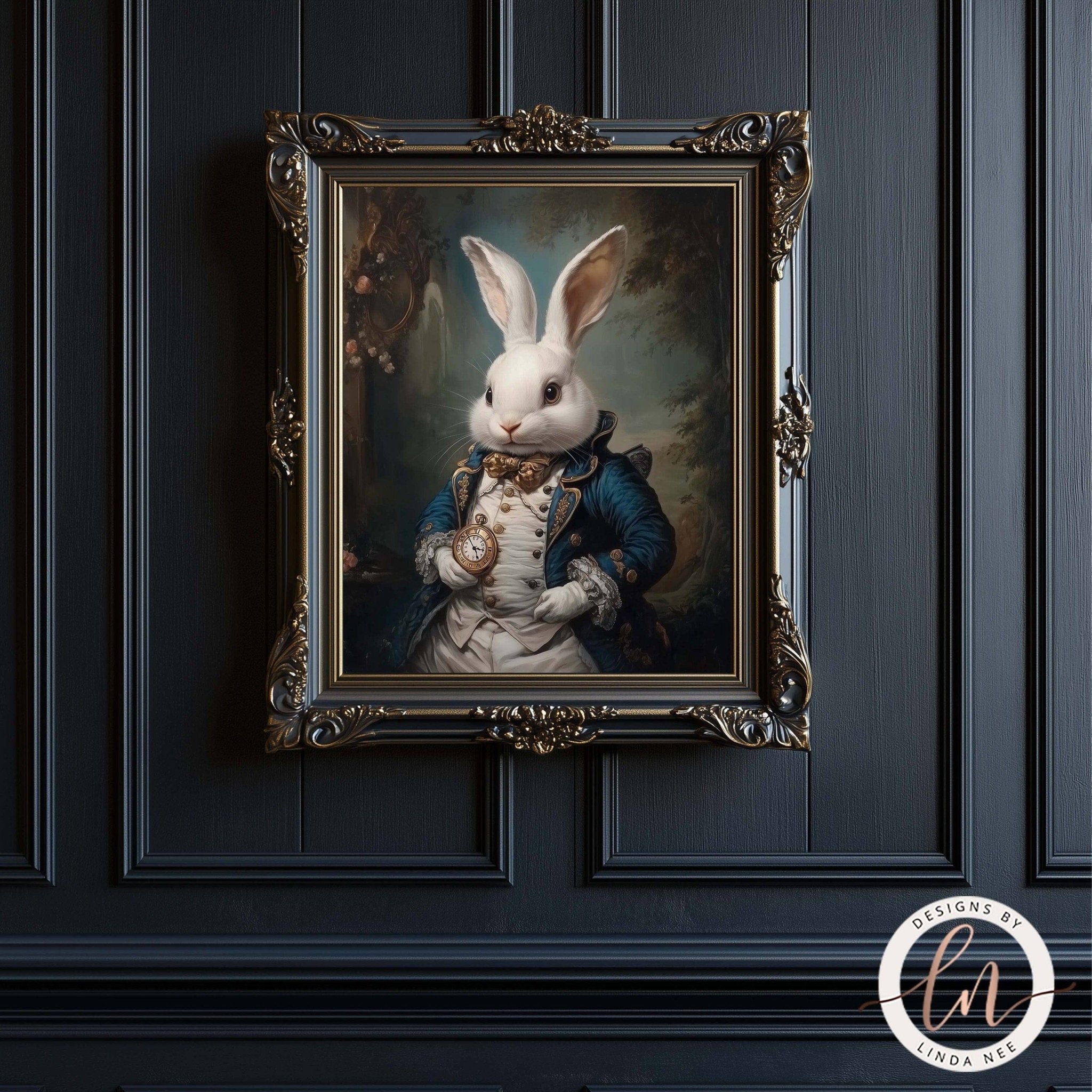 White Rabbit Victorian Portrait Wall Art - Metal or PaperDesigns by Linda Nee