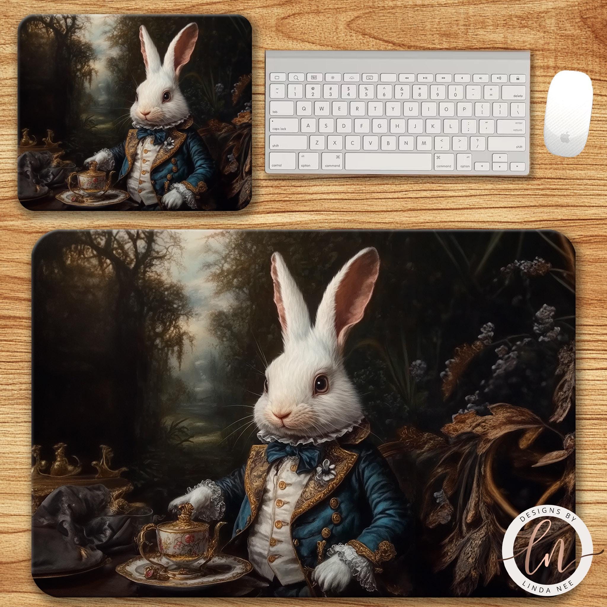 White Rabbit Mousepad - Alice in Wonderland Dark Academia