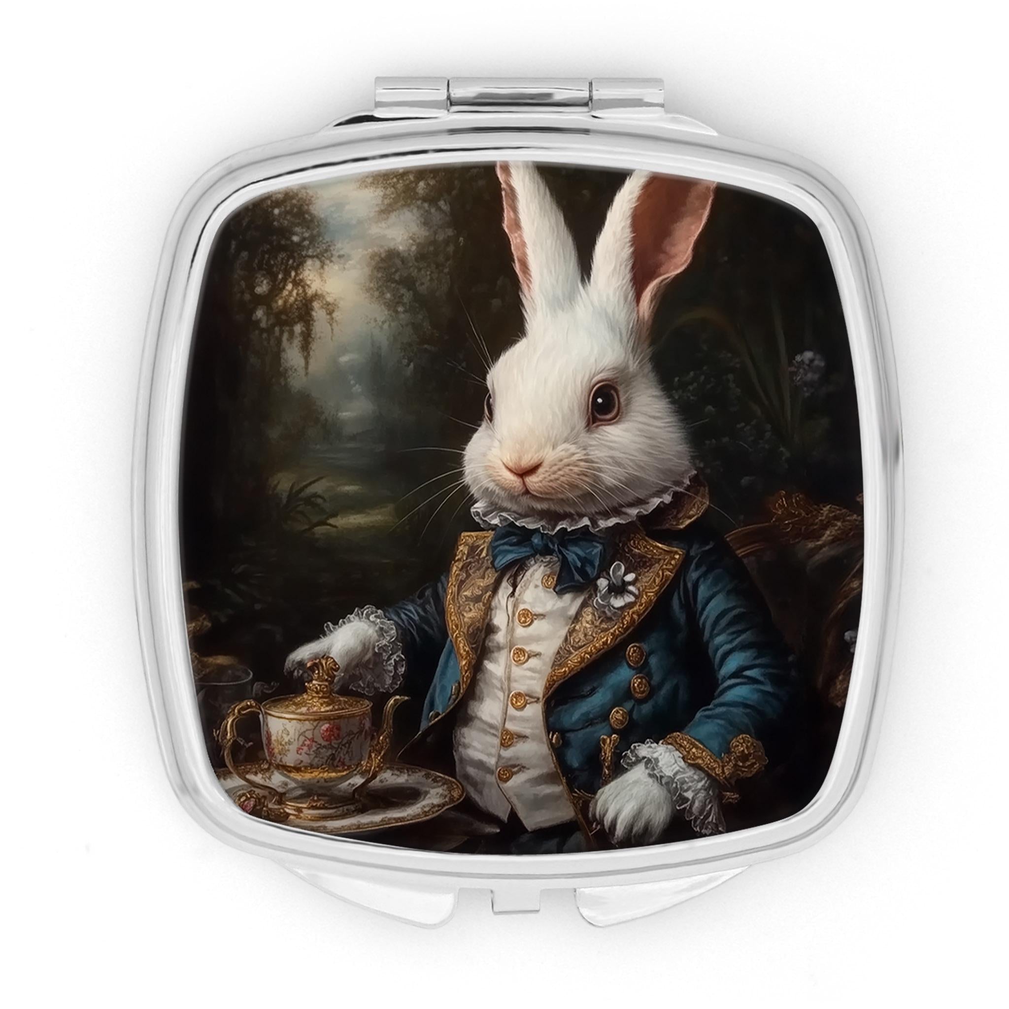 White Rabbit Tea Party Pocket Mirror - Literary Gift for Her