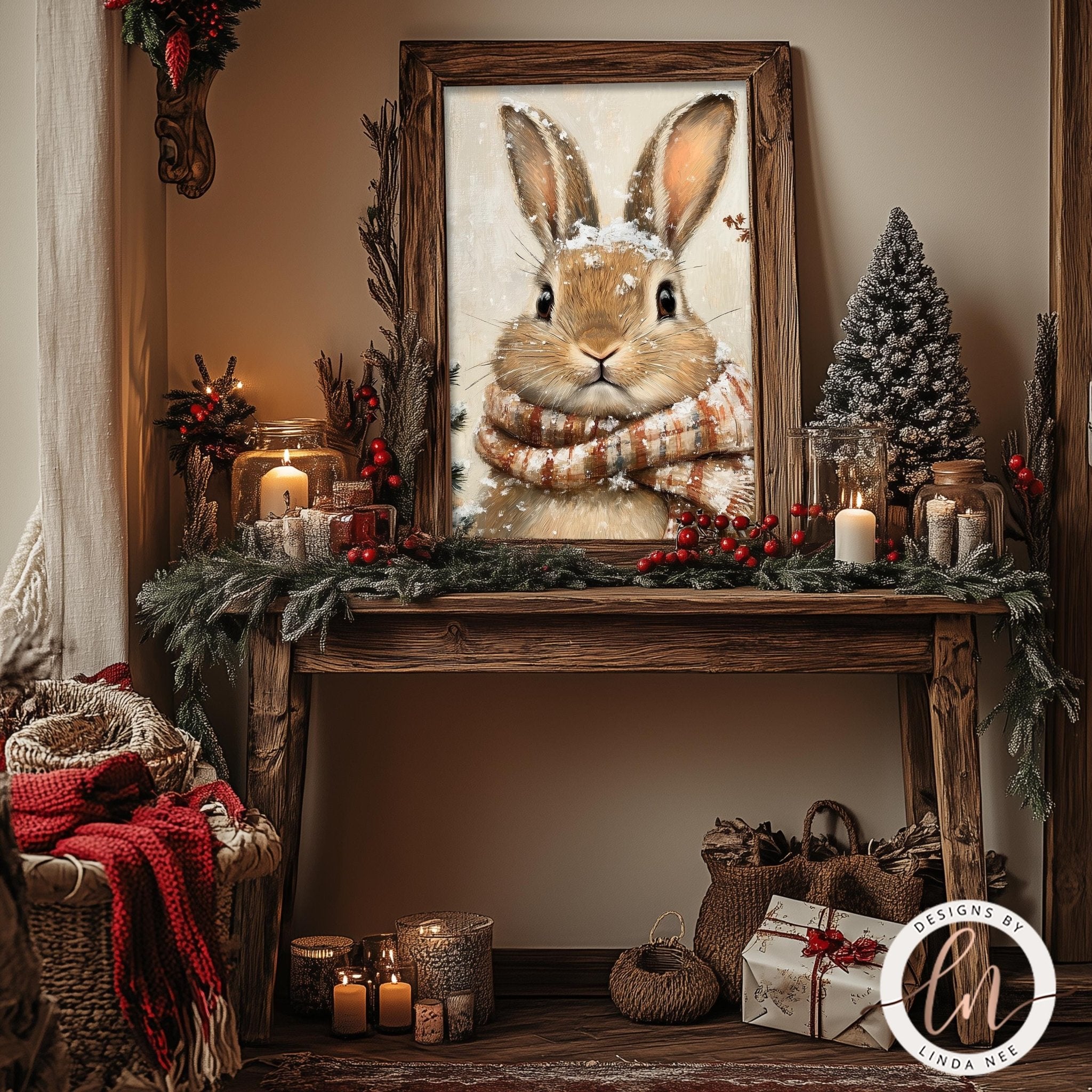 Winter Bunny Art - Fine Art Prints for Seasonal Decor