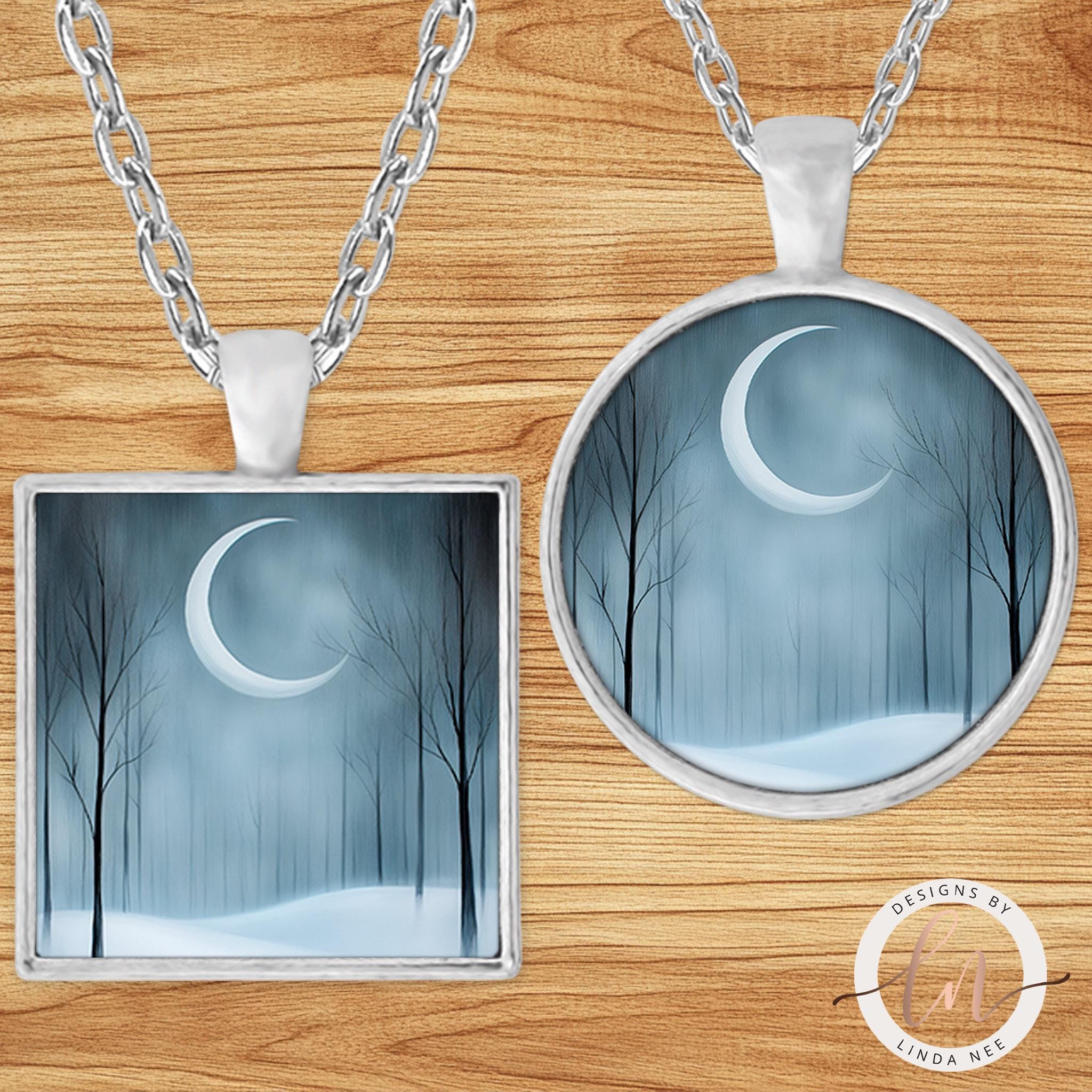 Winter Solstice Moon Necklace - Peaceful Snow Moon Pendant